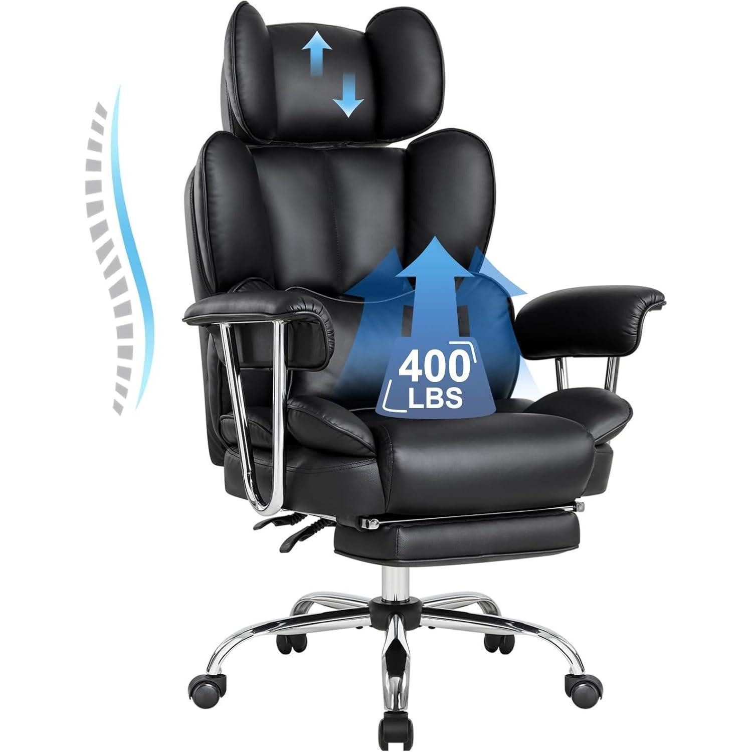 LuxusKollektion Chefsessel Ergonomischer Bürostuhl mit Fußstütze und Lenden günstig online kaufen