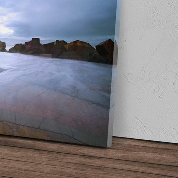 Sinus Art Leinwandbild 120x80cm Wandbild auf Leinwand Australien Küste Leuchtturm Ozean Grau, (1 St)