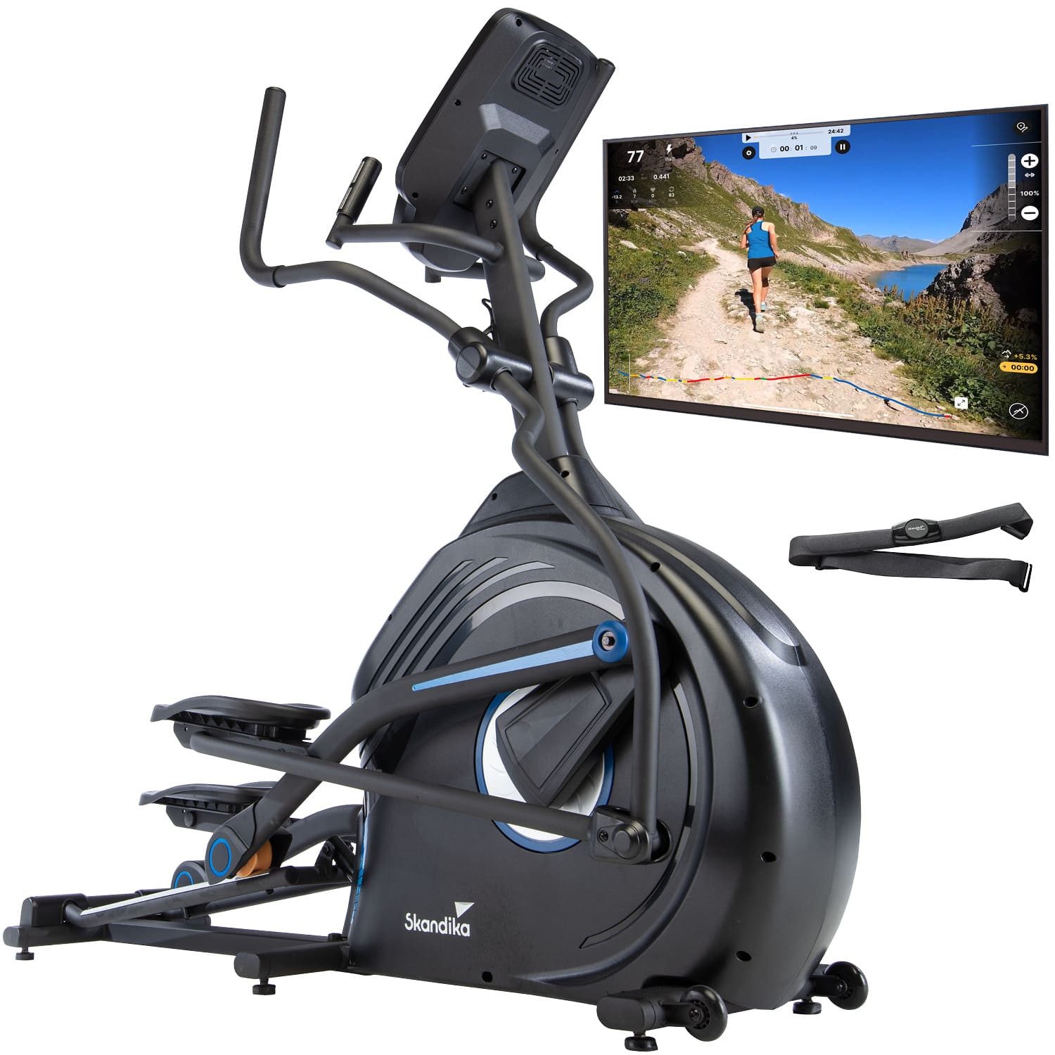 Skandika Crosstrainer CardioCross Conqueror Premium Ellipsentrainer Heimtrainer für Zuhause, 25kg Schwungmasse, App-Kompatibel mit Kinomap, 31 Programme, 32 Stufen
