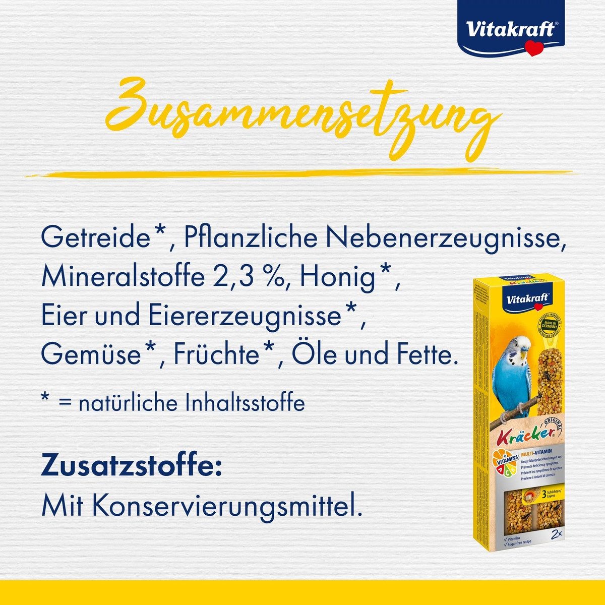 Vitakraft Kräcker® Multi Vitamin 2er 60 g, Trockenfutter für: Vogel