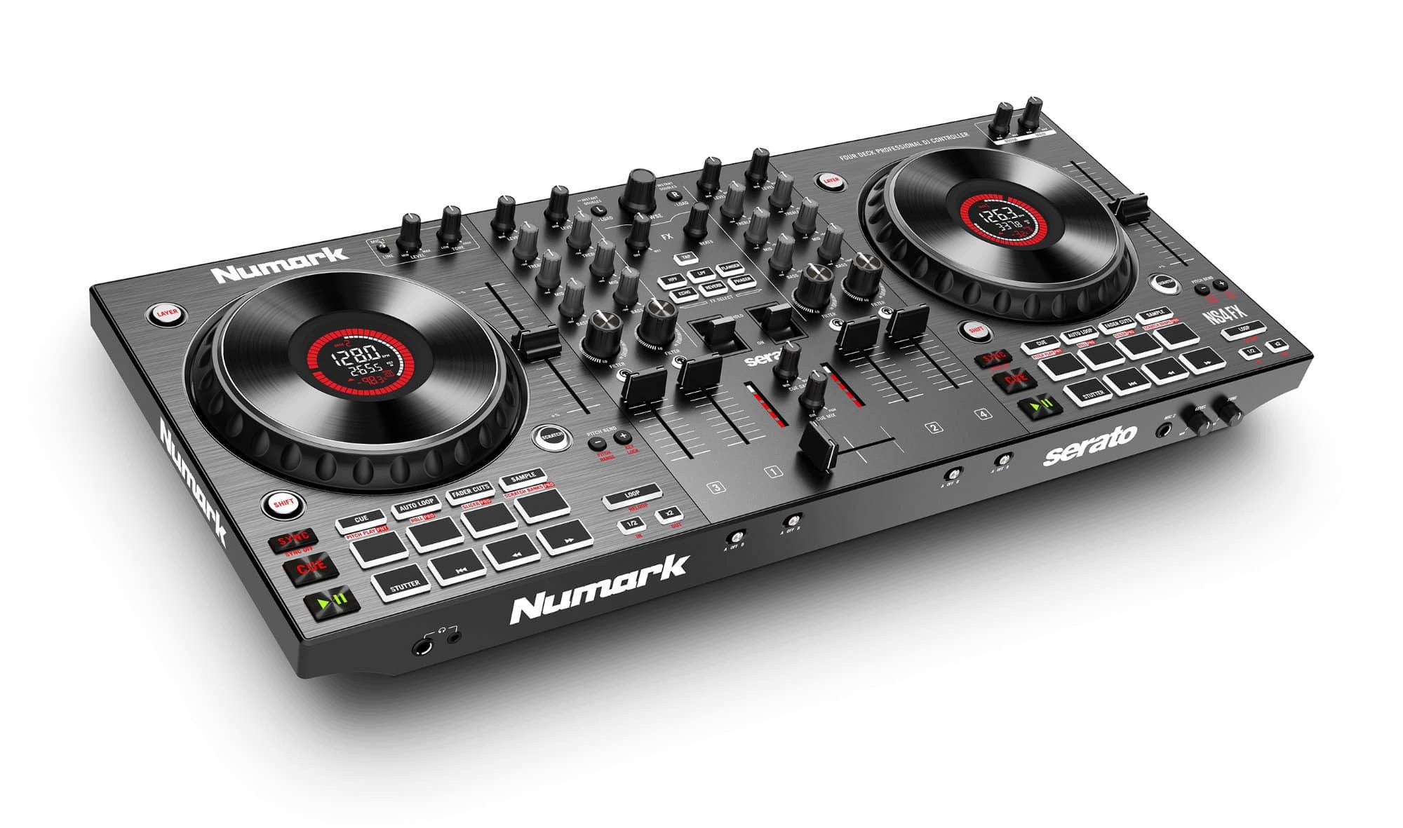 Numark DJ Controller NS4FX - Professioneller 4-Deck Controller, bereit für das Upgrade auf Serato DJ Pro