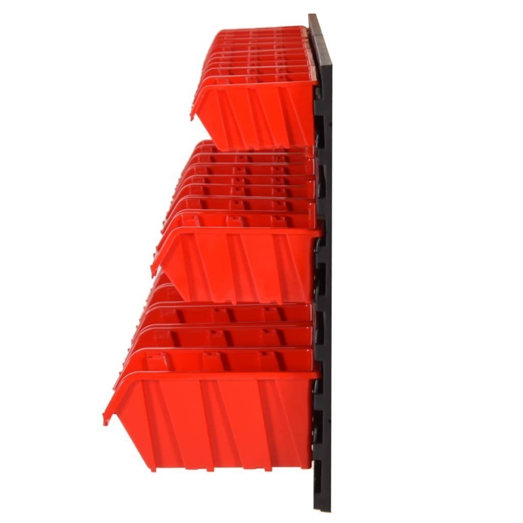 vidaXL Werkzeugbox Rot (1 26-tlg Schwarz & Stapelboxen-Wandregal 77x39cm St) Polypropylen
