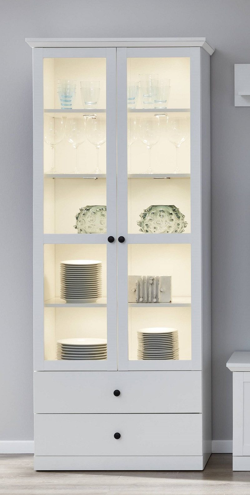 trendteam Vitrine Vitrine Baxter, Landhausstil, weiß, ohne Beleuchtung