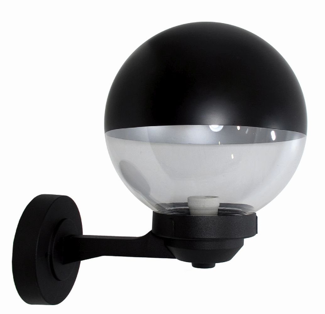 Schwarz Außenlampe MELANTHA, Rustikal Wandlampe Leuchtmittel, außen E27 Licht-Erlebnisse Kugel Außen-Wandleuchte IP44 Schirm ohne