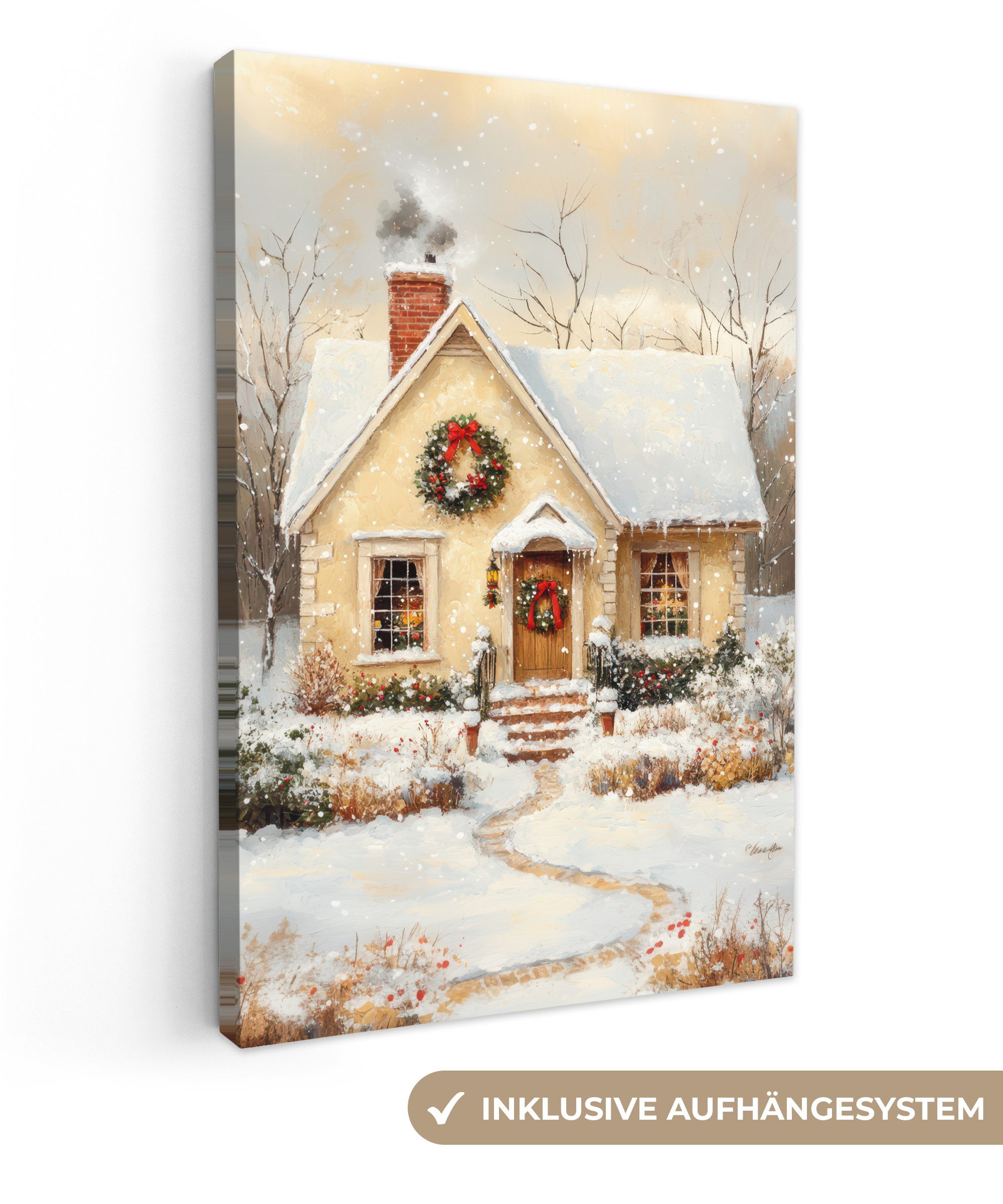 OneMillionCanvasses® Leinwandbild Weihnachten - Zuhause - Winter - Schnee, günstig online kaufen