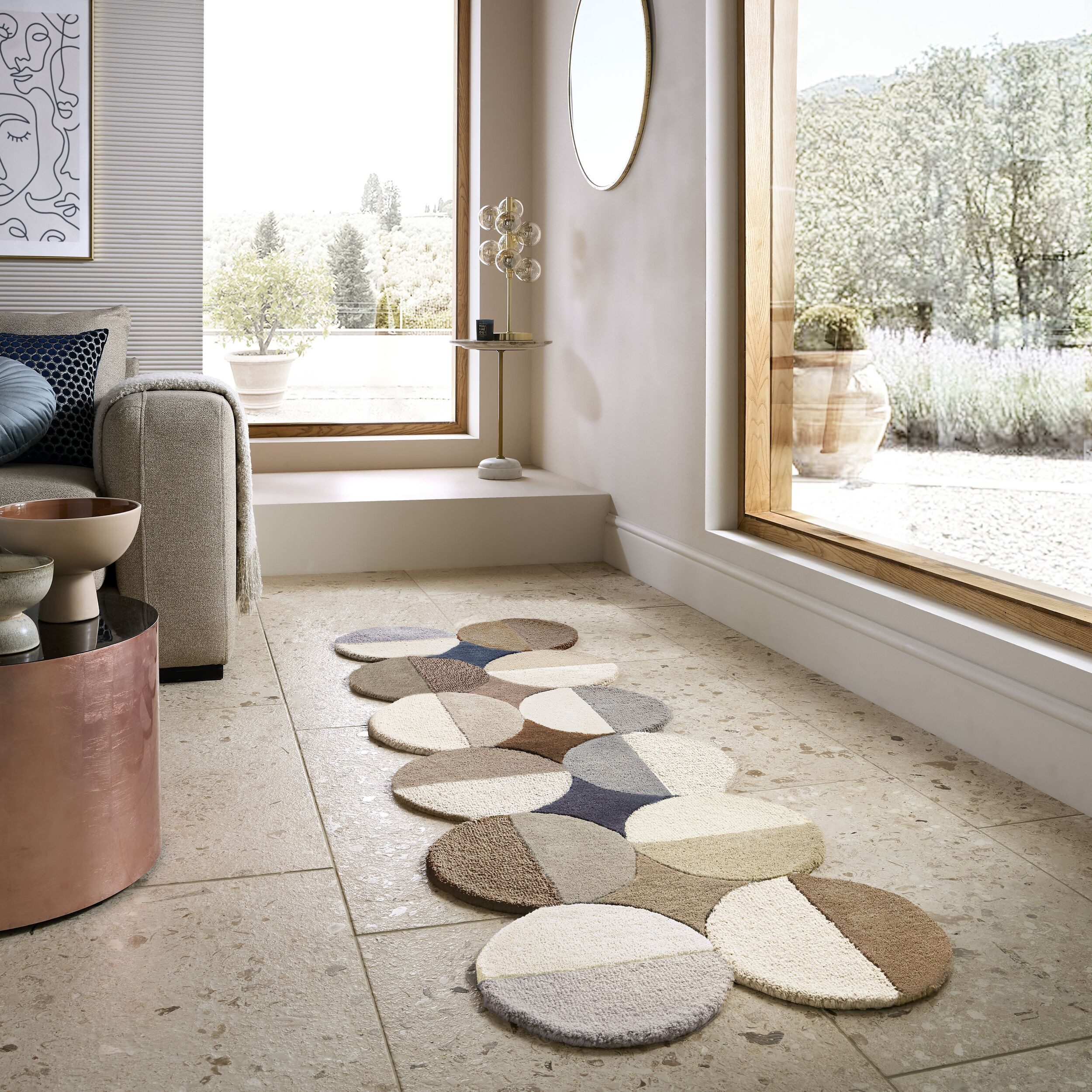 FLAIR RUGS Wollteppich Mia Ellipse, rechteckig, Höhe: 12 mm, mit gebogenem Zuschnitt