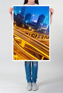 Sinus Art Poster Urbane Fotografie - Große Verkehrskreuzung bei Nacht
