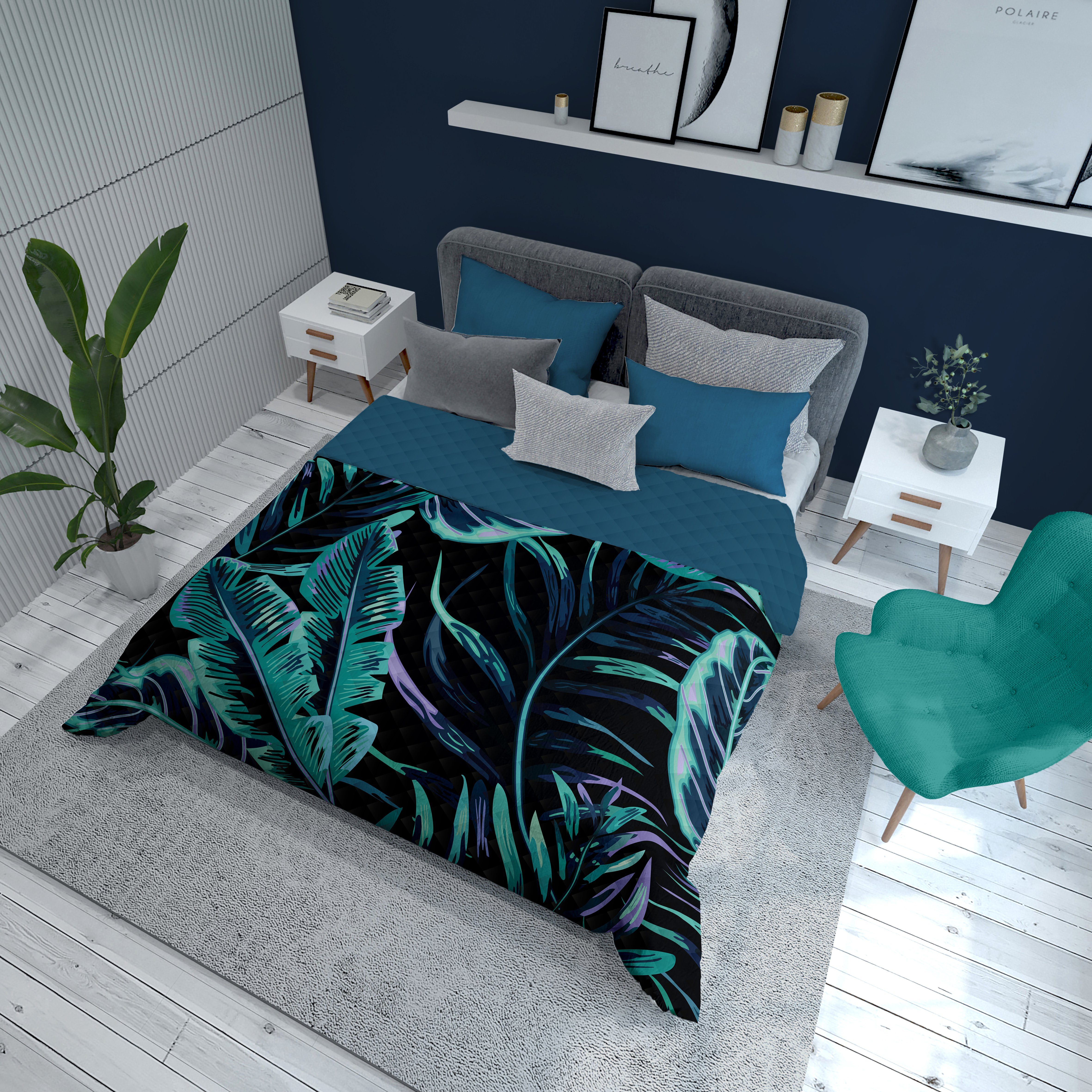 Tagesdecke Steppdeckenoptik Bettüberwurf Decke Design, Häßler cm Blätter Homefashion 220x240