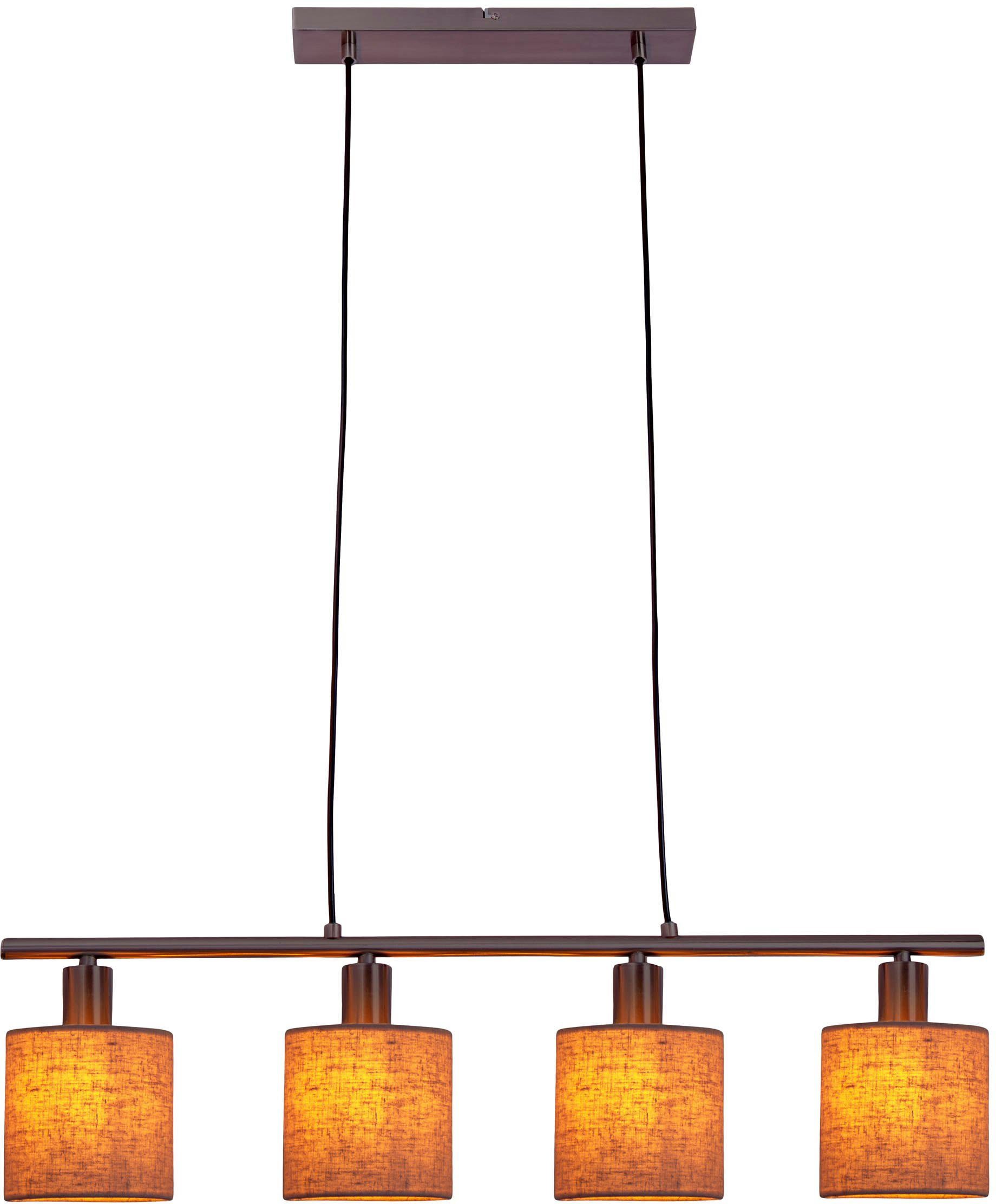 näve Pendelleuchte Maron, ohne Leuchtmittel, Hänge-, Stoffpendelleuchte, L: 71,5cm, 4xE14 max. 40W, Metall/Textil