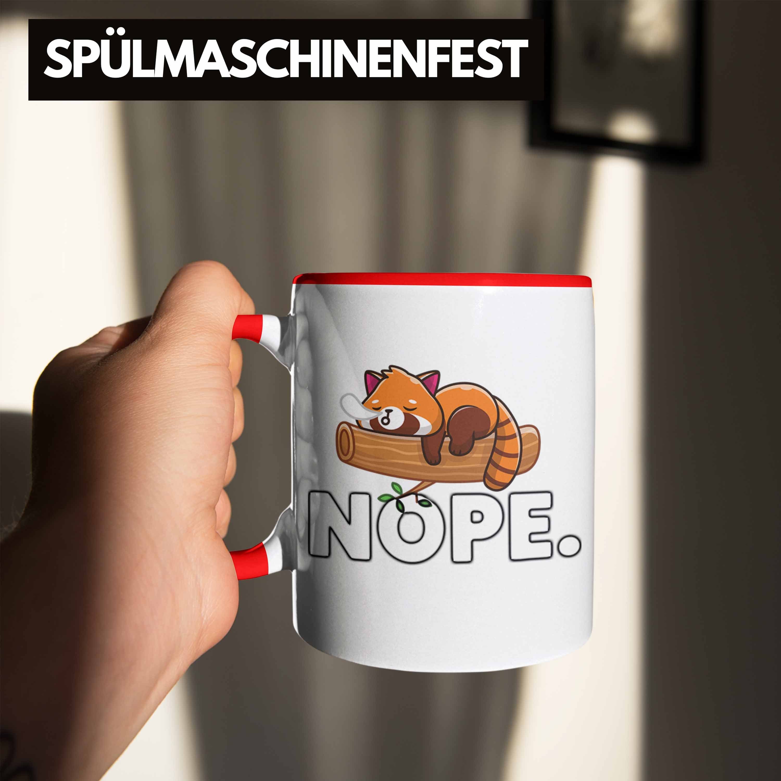 Trendation Tasse Lustige Roter Trendation Mädchen Geschenkidee Tasse Jungs für Kinder Panda Grafik Fauler - Musik Nope