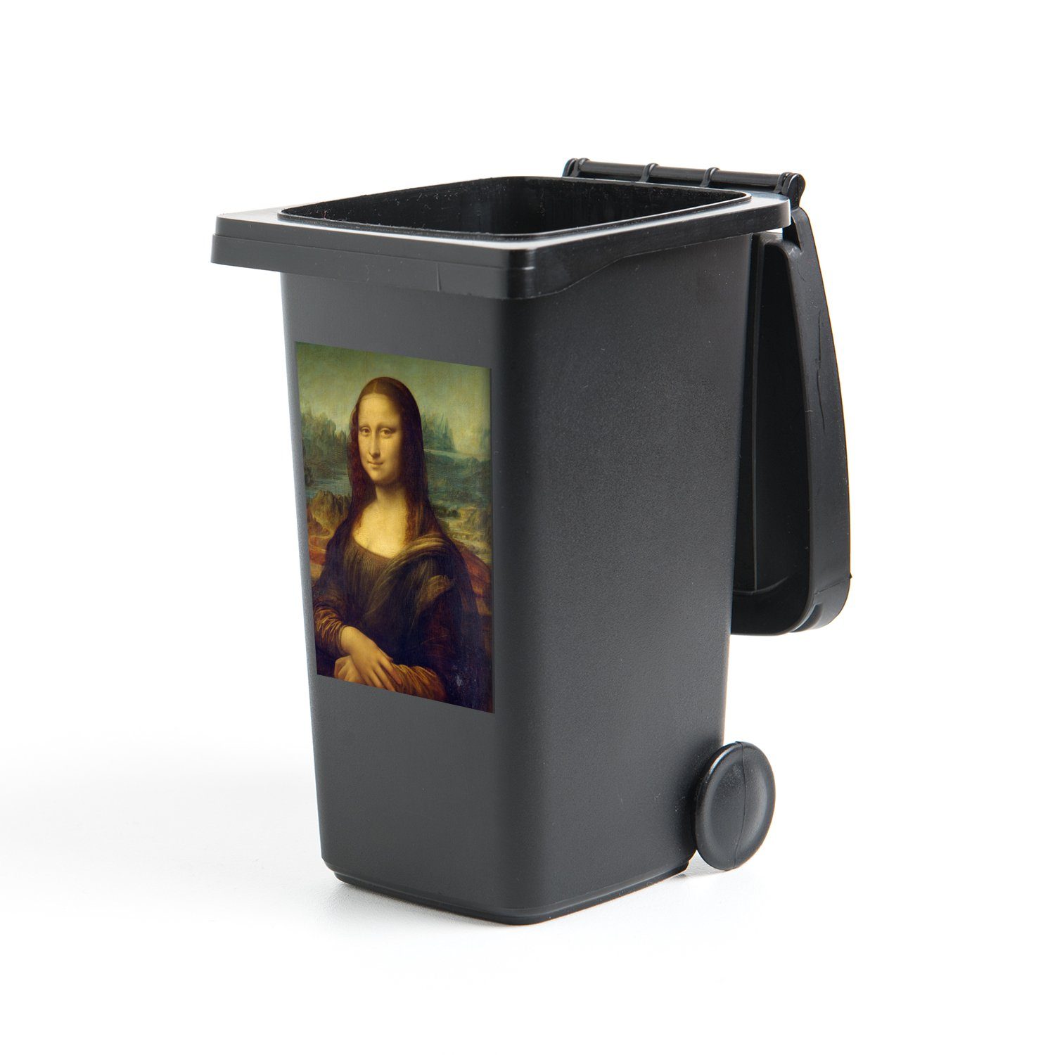 MuchoWow Wandsticker Mona Lisa - Leonardo da Vinci (1 St), Mülleimer-aufkleber, Mülltonne, Sticker, Container, Abfalbehälter