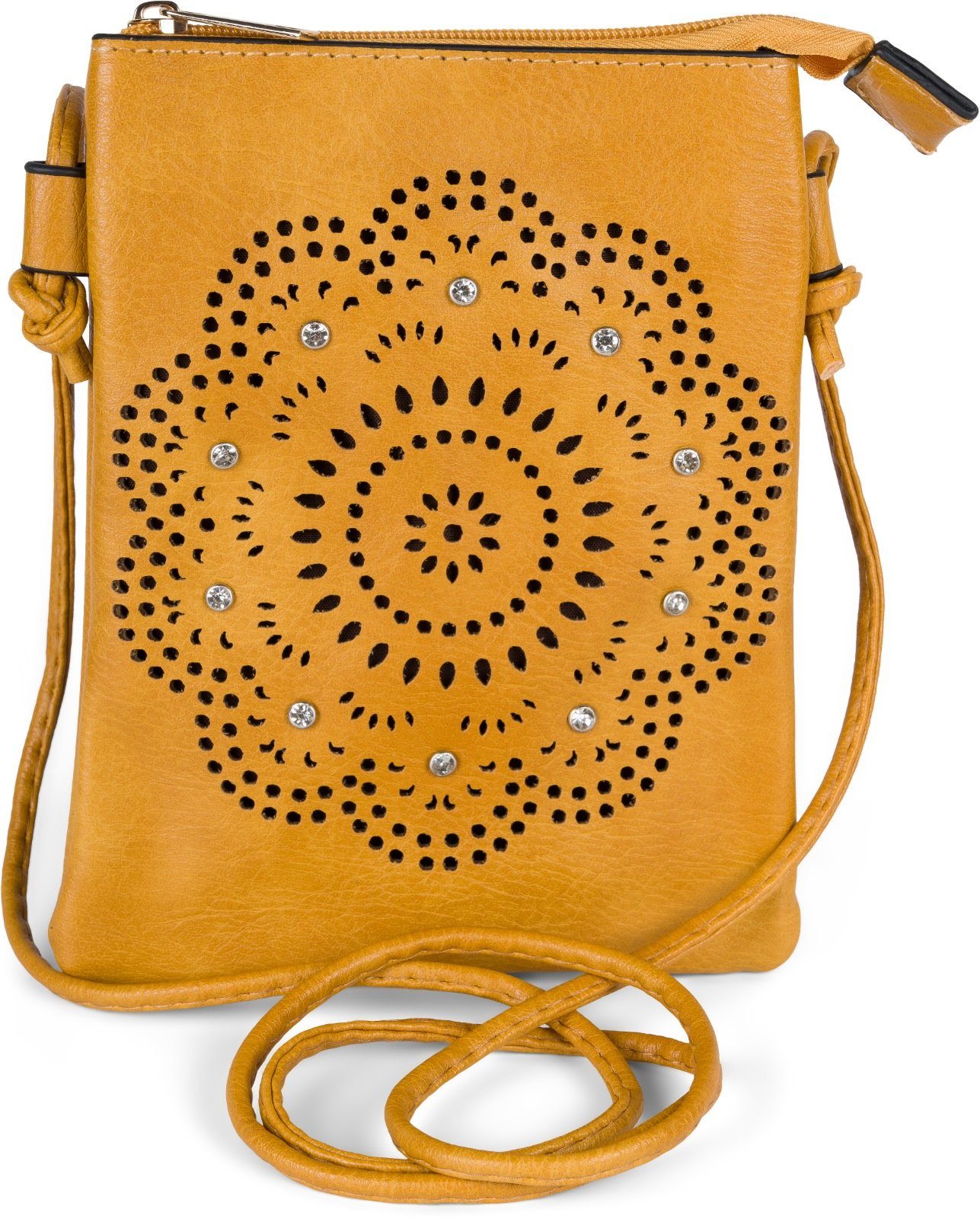 styleBREAKER Mini Bag Mini Umhängetasche Blumen Cutout und Strass (1-tlg) günstig online kaufen