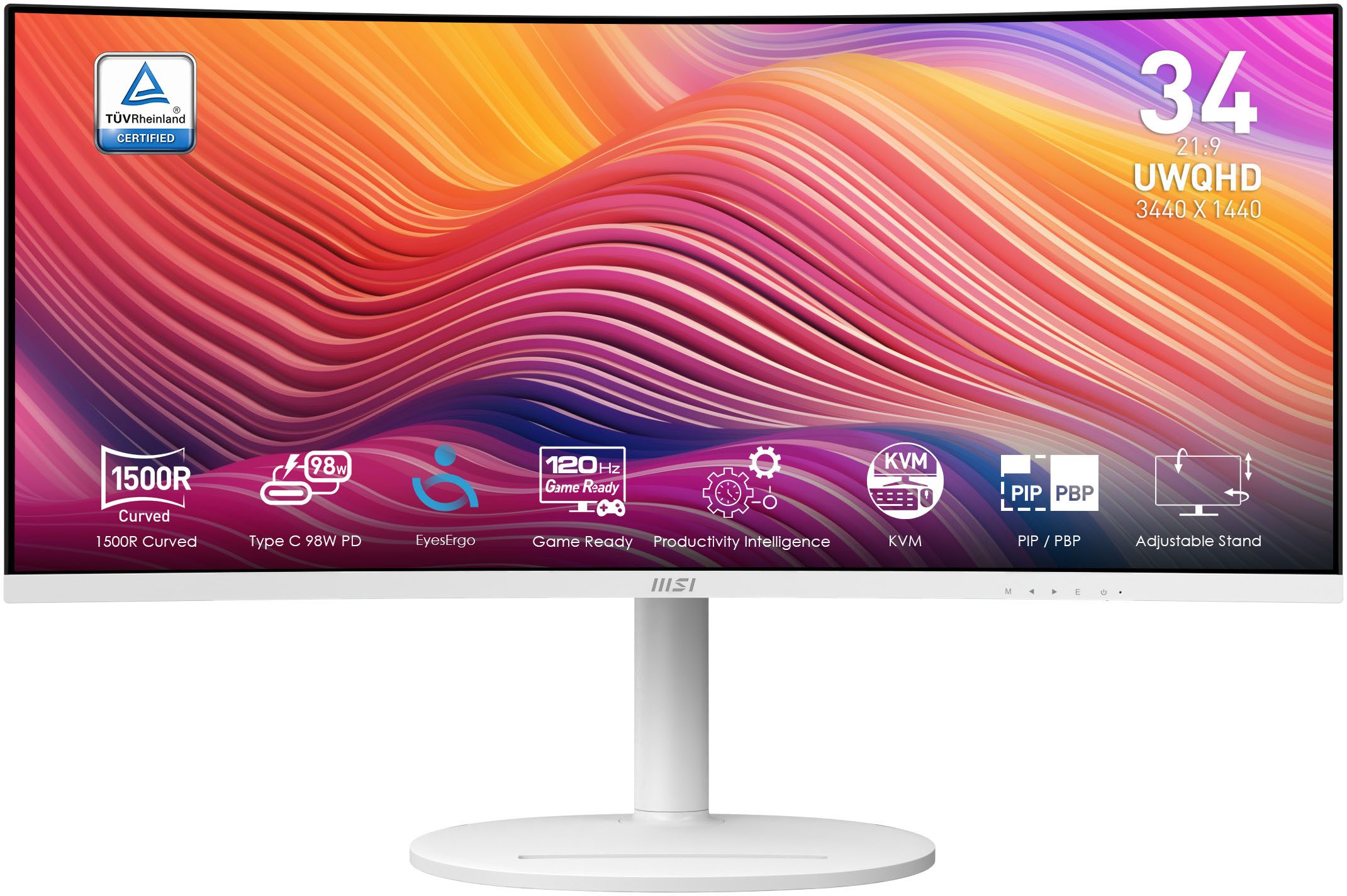 MSI Modern MD342CQPW Gaming-Monitor (86 cm/34 ", 3440 x 1440 px, UWQHD, 1 ms Reaktionszeit, 120 Hz, VA LED)