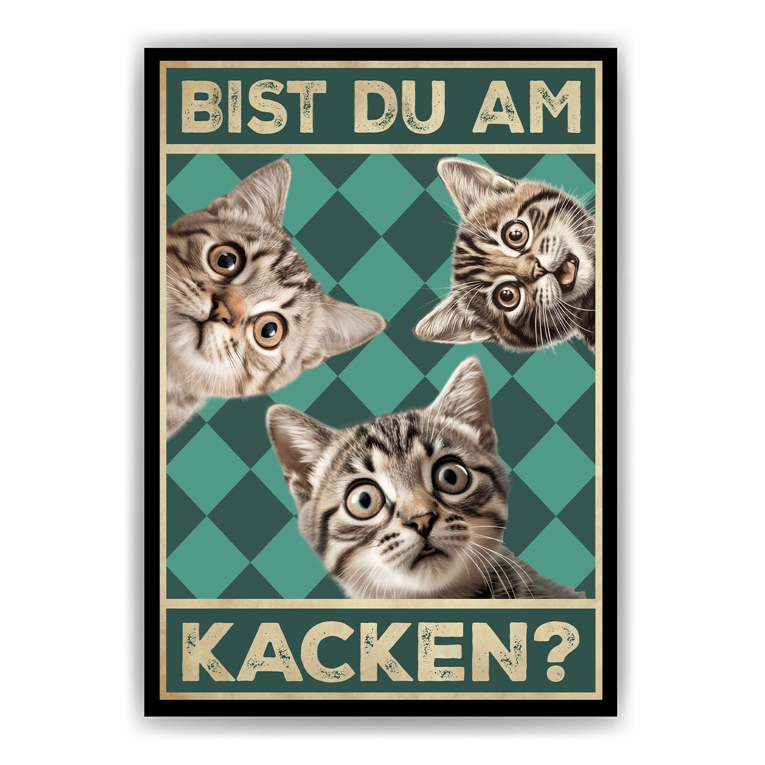 Tigerlino Poster Bist du am Kacken Katzen Gästebad Wandbild Badezimmer Gäste-WC Deko, Katzen v2