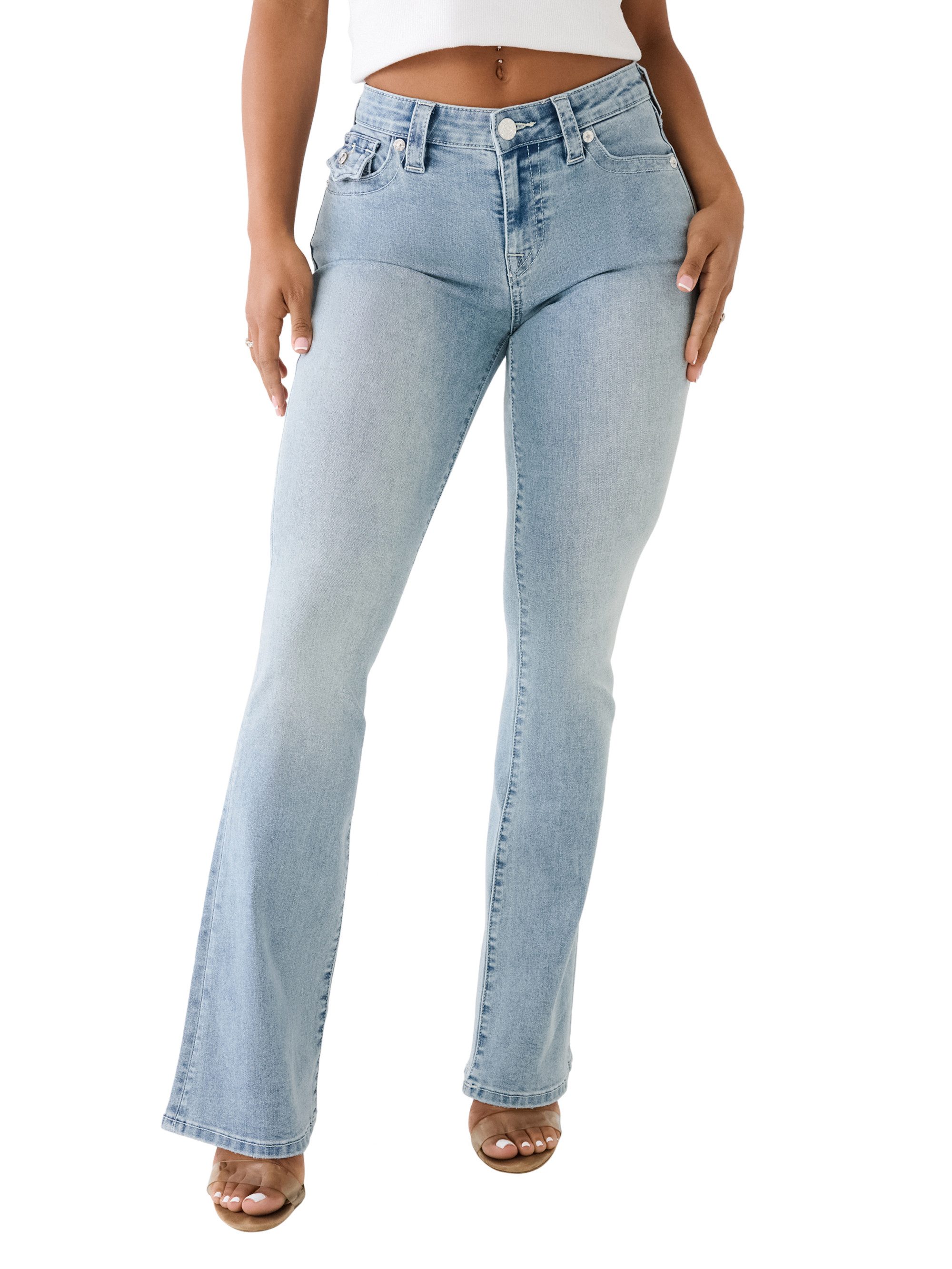 True Religion Bootcut-Jeans BECCA MR BOOTCUT FLAP Baumwollmischung, bootcut fit