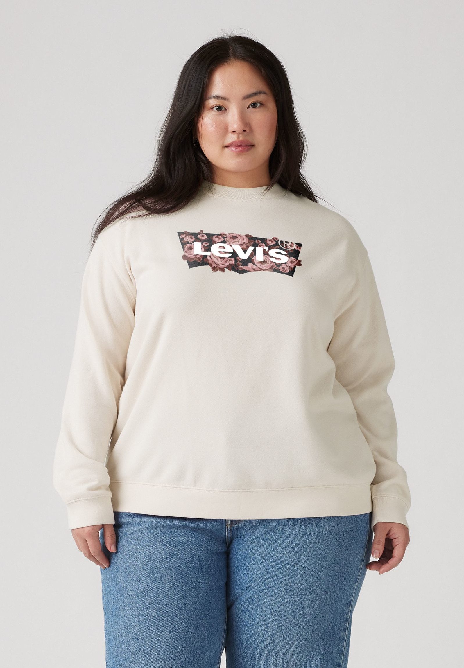 Levi's® Plus Sweatshirt PL GR EVERYDAY CREW mit Batwing-Logo mit Rosenprint günstig online kaufen