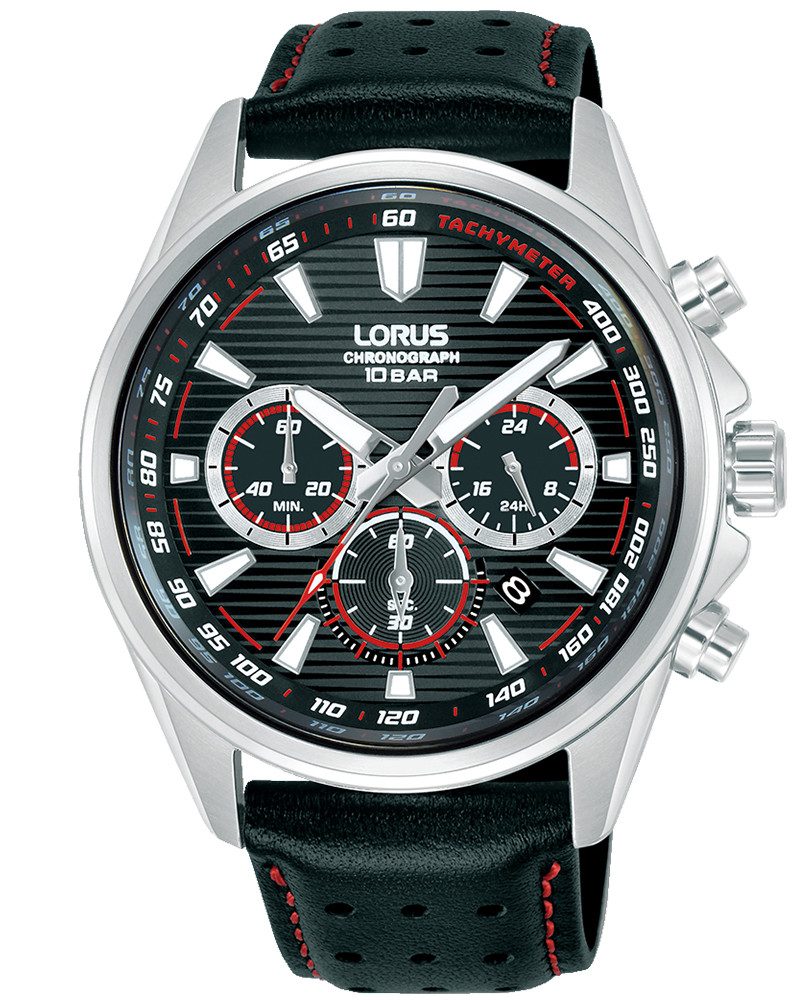 LORUS Sports Chronograph RT325LX9, Quarzuhr, Armbanduhr, Herrenuhr, Lederarmband, analog, Tag