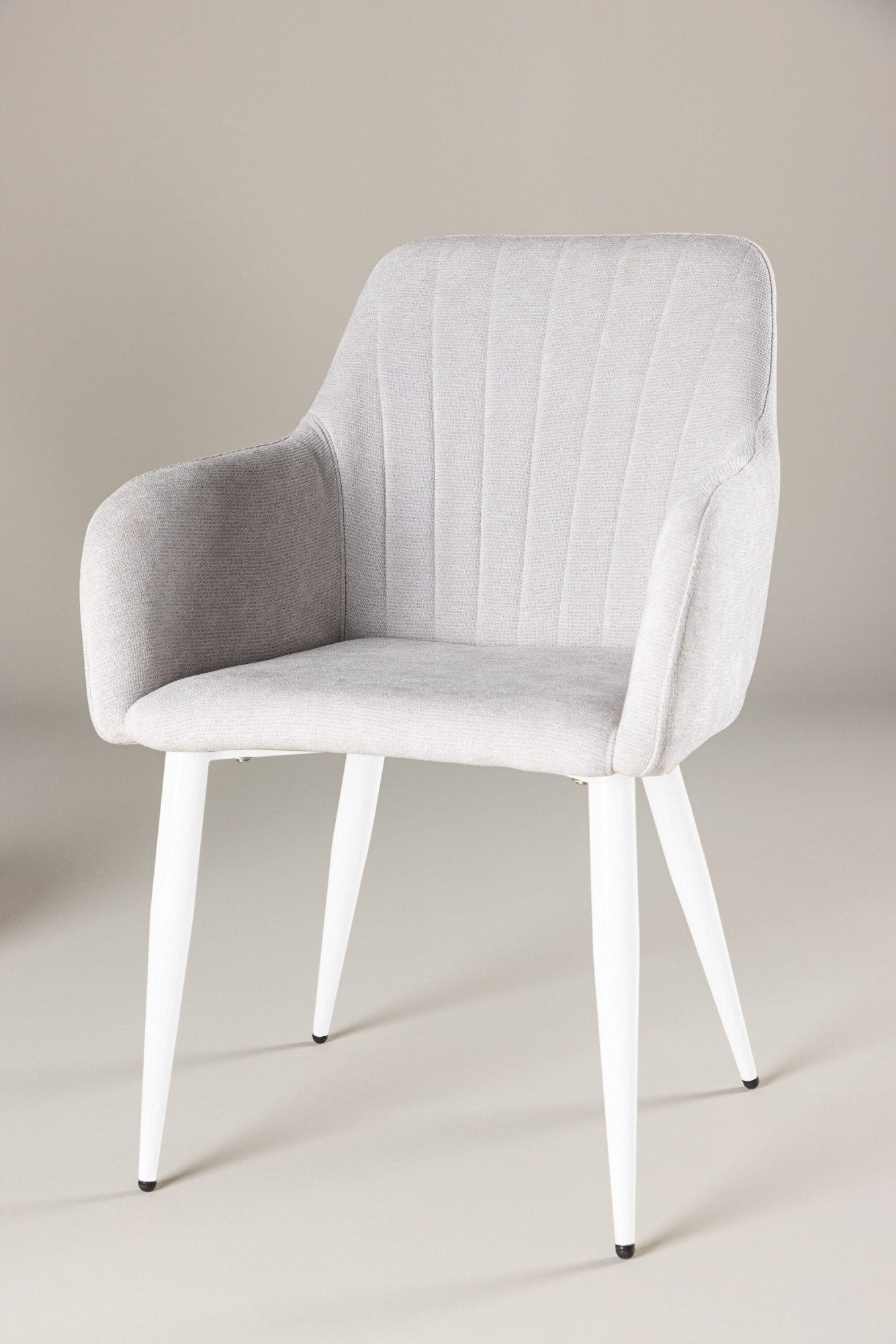 Venture Home Esszimmerstuhl Comfort, 2er-Set Esszimmerstühle in Hellgrau, weiße Beine, robust (2 St), Polsterstuhl, Leinen-Bezug hellgrau, weiße Stahlbeine, Armlehnen
