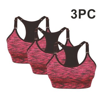 Fangqi Bralette 3PC Damen Sportunterwäsche lila gemustert, elastisch und bequem, Yogaunterwäsche, Sportunterwäsche