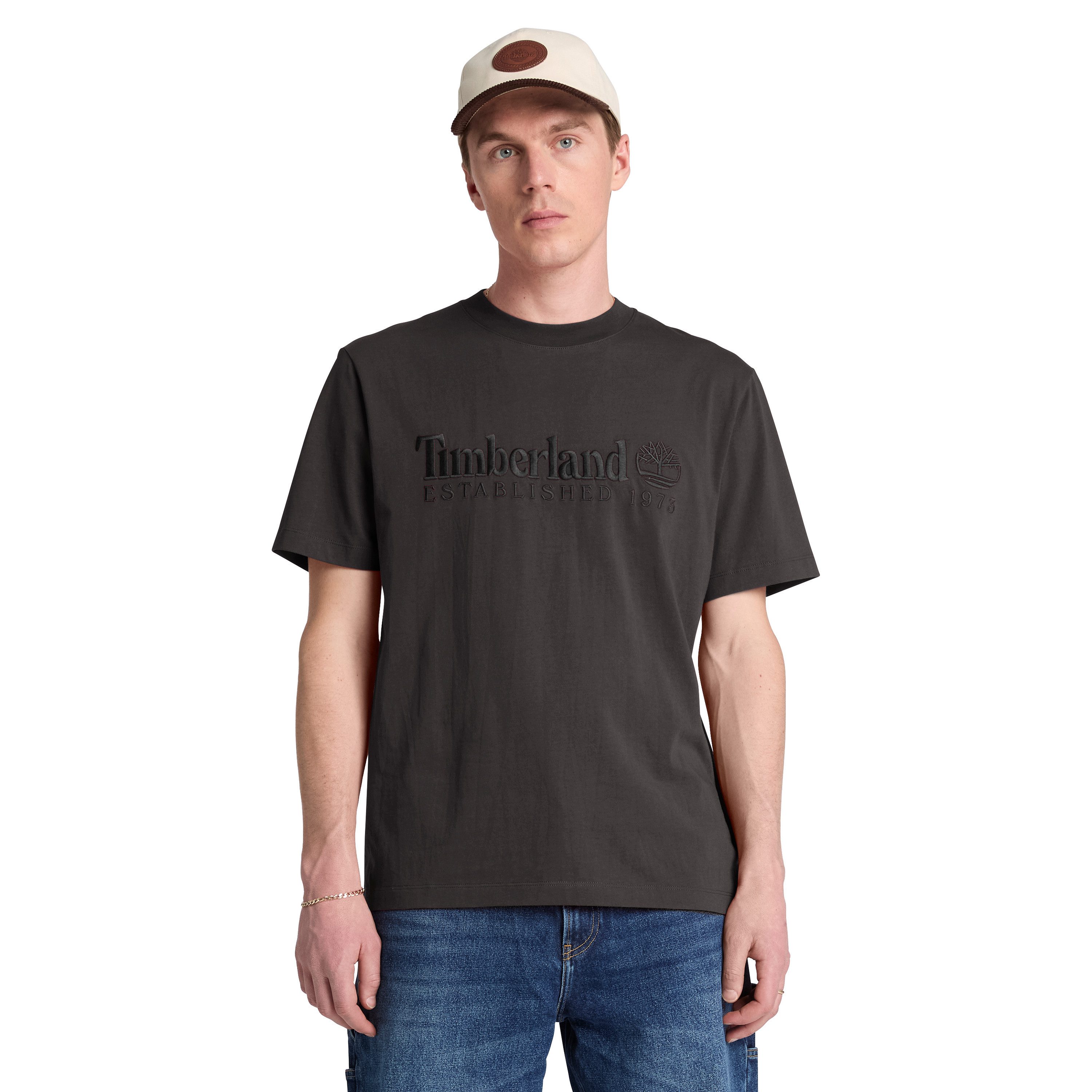 Timberland T-Shirt ESTABLISHED 1973 - SS Embroidered Tee Kurzarm, mit Rundhalsausschnitt, aus Baumwolle, normale Schnittform
