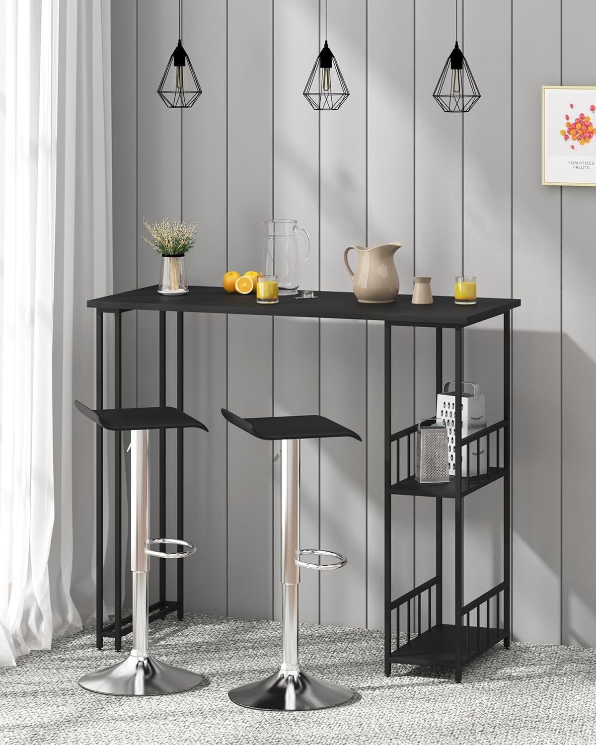 Woltu Bartisch (1-St), Bartisch mit 2 Ablagefläche aus Metallgestell & MDF günstig online kaufen