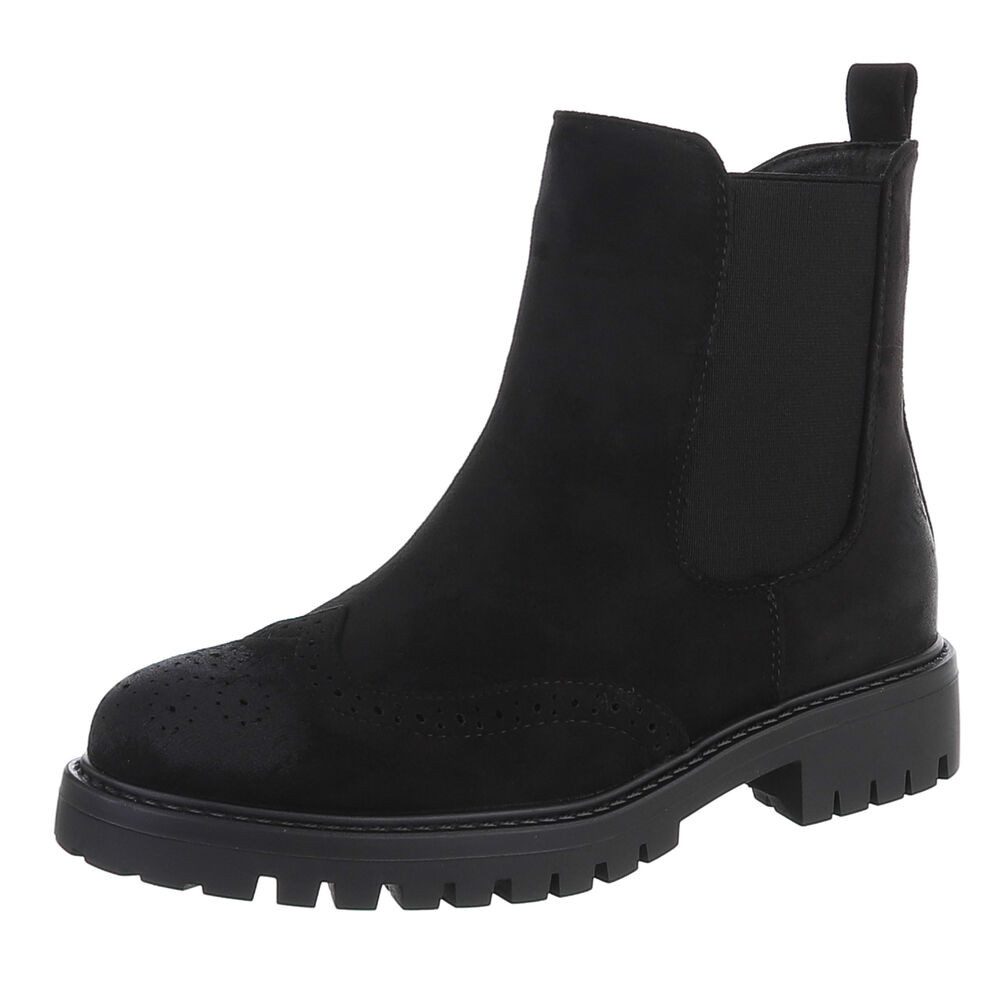 Ital-Design Chelsea Boot mit Profilsohle und Elastikeinsatz Stiefelette (92732039) Blockabsatz Chelsea Boots in Schwarz