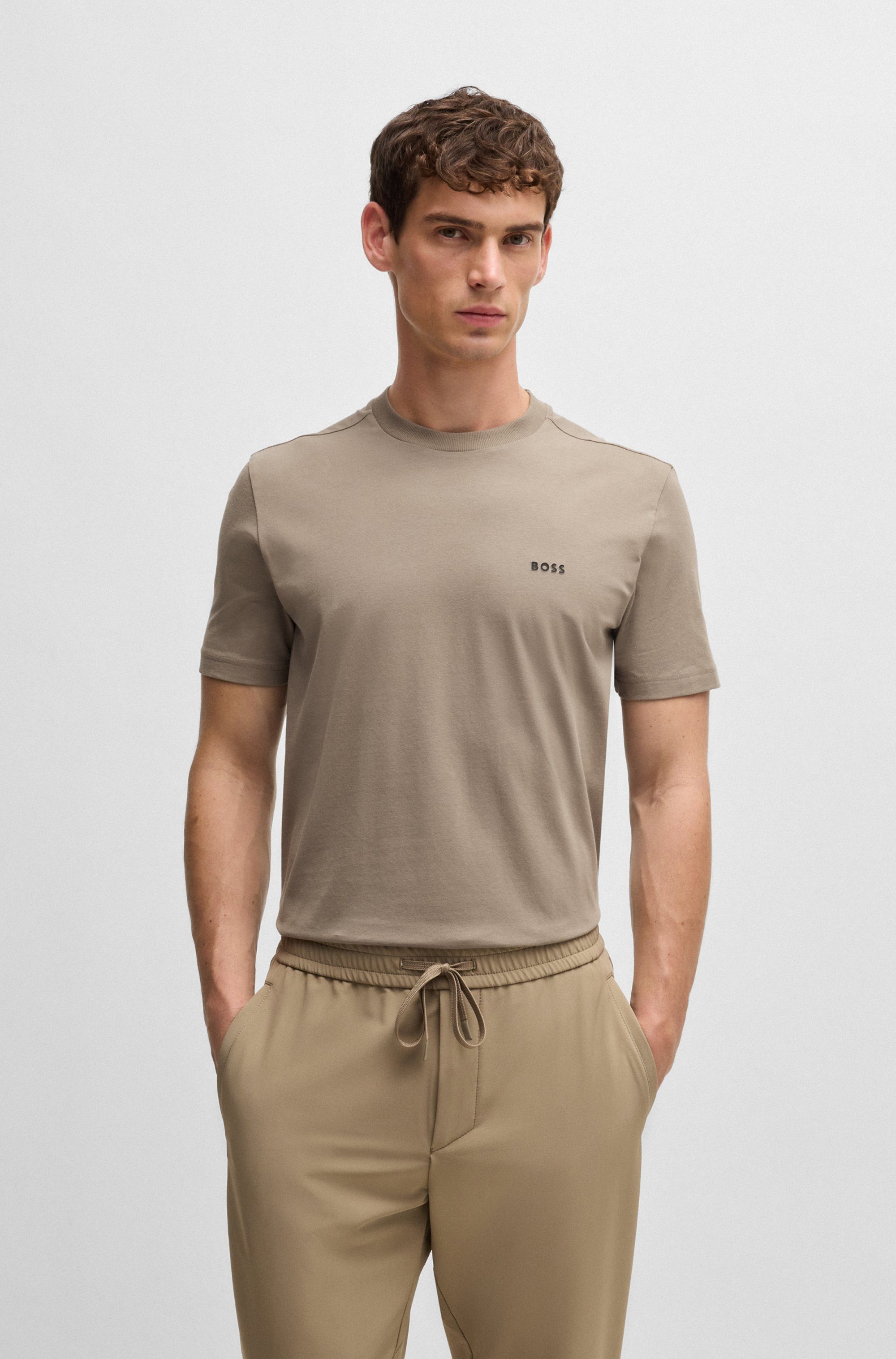 BOSS GREEN Rundhalsshirt Tee mit gummiertem günstig online kaufen