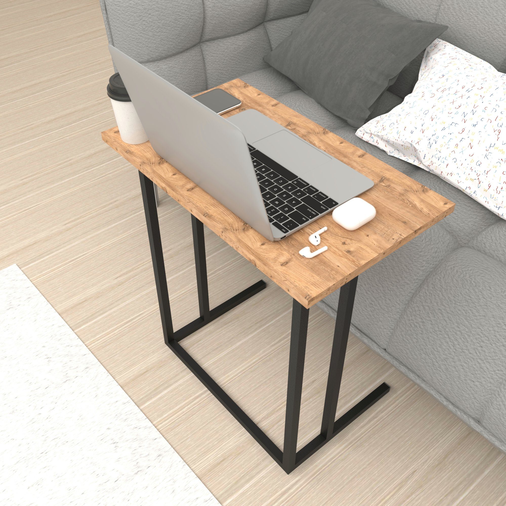 en.casa Laptoptisch, »Högsby« Beistelltisch C-Form 65,5x60x35,5 günstig online kaufen
