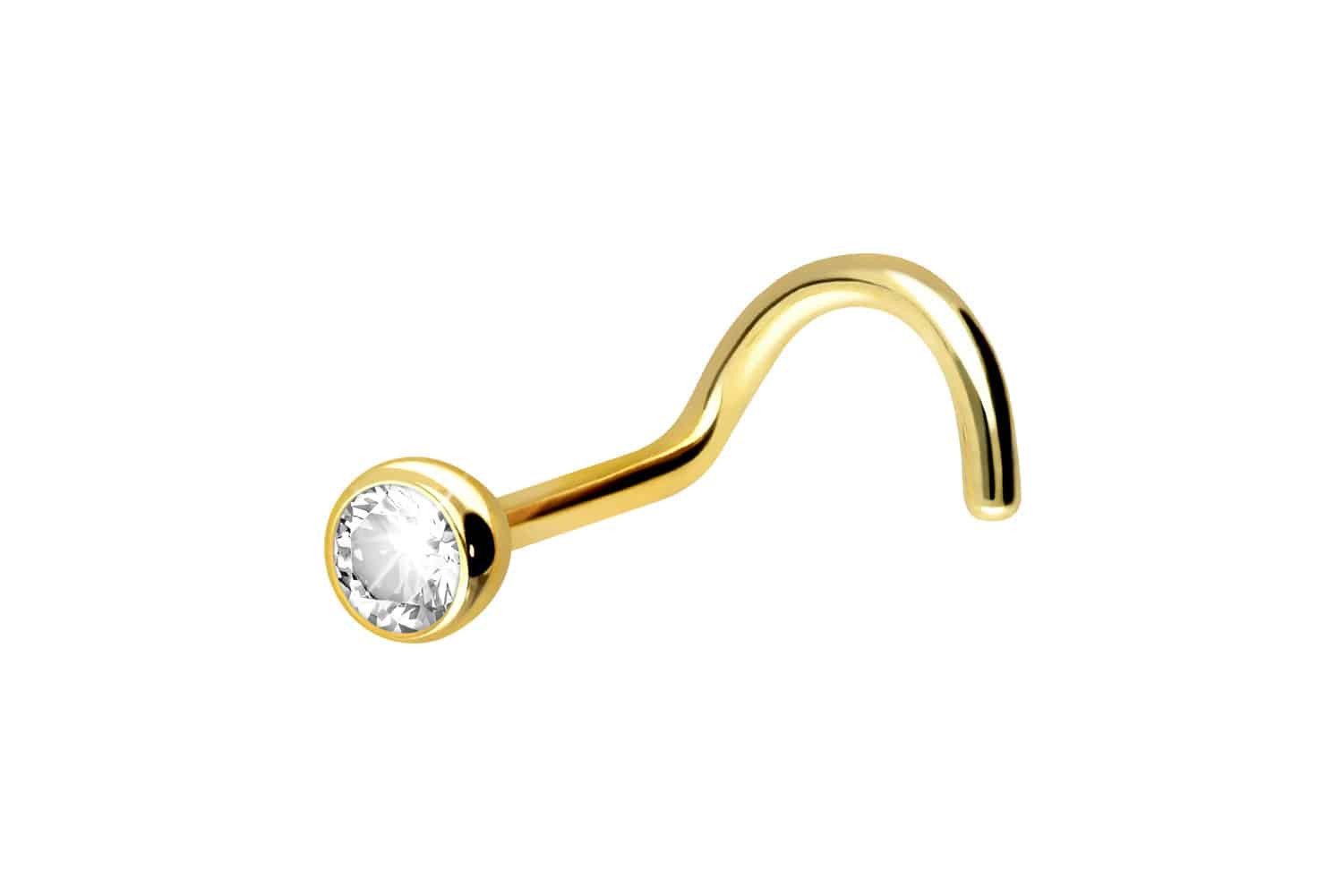 Nasenpiercing 18 Karat Gold Nasenstecker Spirale DIAMANT