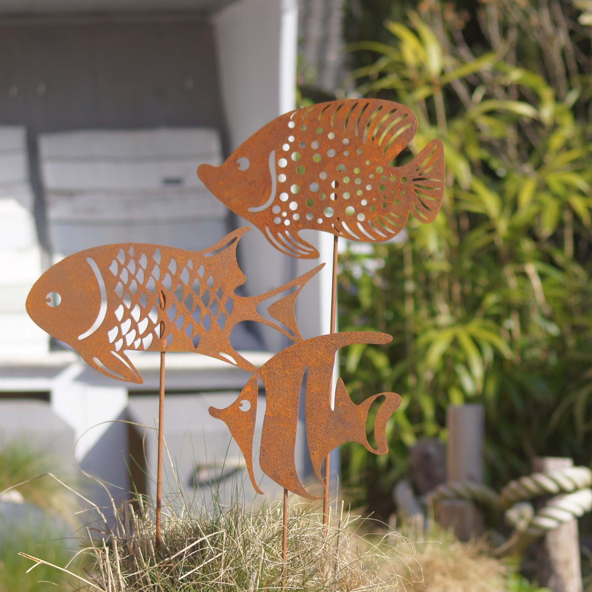 UNUS GARDEN Gartenstecker Roststecker Fische 3er günstig online kaufen
