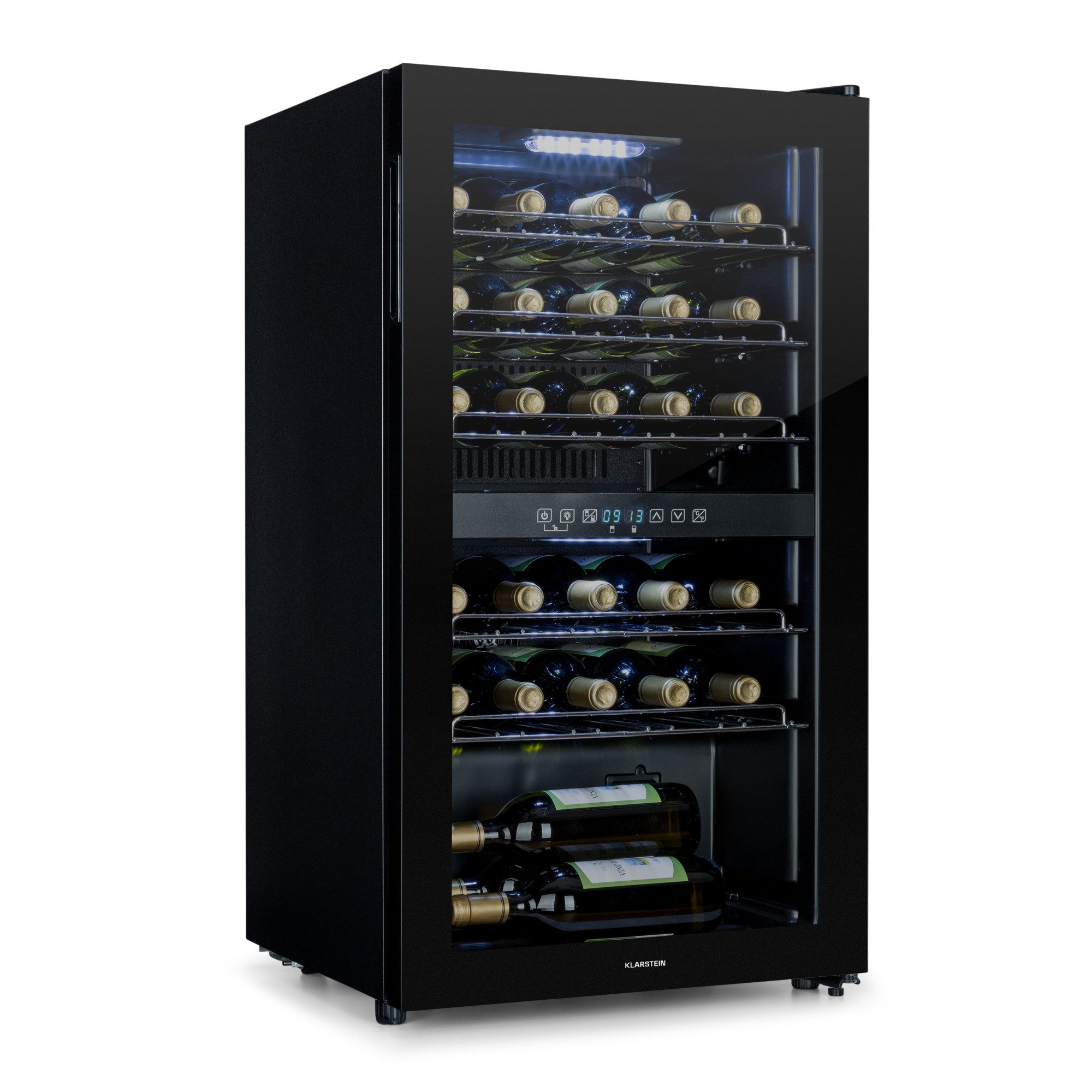 Klarstein Weinkühlschrank Shiraz 29 Duo Weinkühlschrank 2 Zonen 29 Flaschen 80L 5-22°C Touch, für 29 Standardflaschen á 0,75l,2 Zonen Wein Flaschenkühlschrank Weintemperierschrank Weinschrank