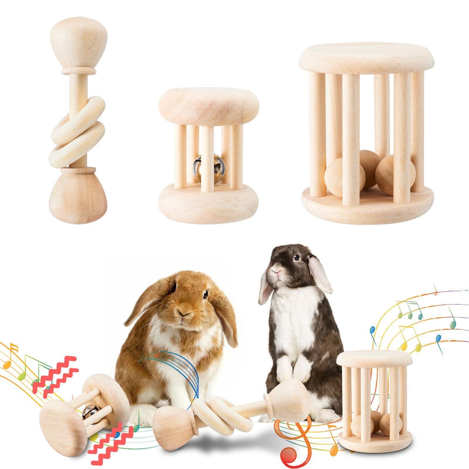 CLTYQ Spielzeug-Musikinstrument 3er Set Holzkaninchen-Spielzeug, Sicheres Z günstig online kaufen