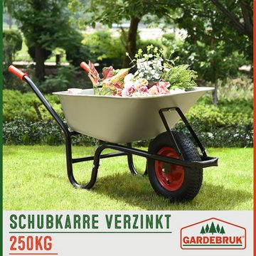 Gardebruk Schubkarre, 100 Liter bis 250kg Luftreifen mit Stahlfelge verzinkt Garten