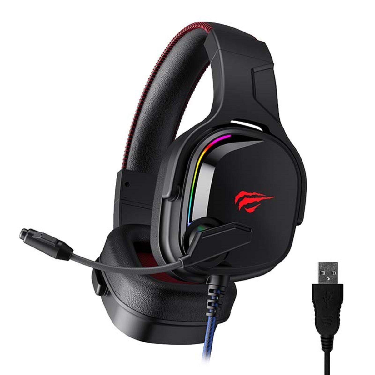 RGB mit Havit Kopfhörer Gaming Gaming-Headset Mikrofon Schwarz USB 7.1