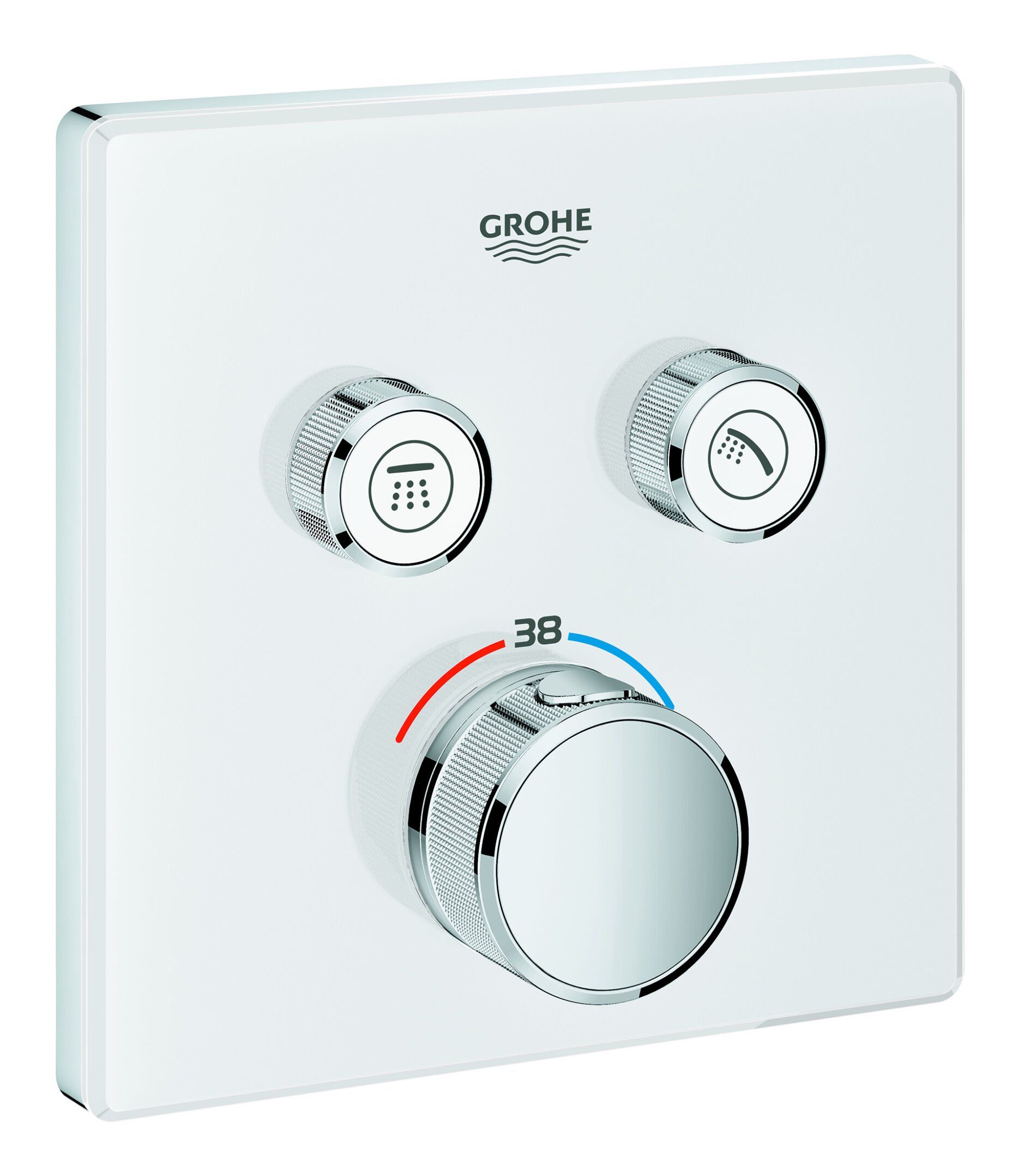 Grohtherm White mit SmartControl Thermostat Unterputzarmatur - Absperrventilen Design Moon Grohe eckig 2