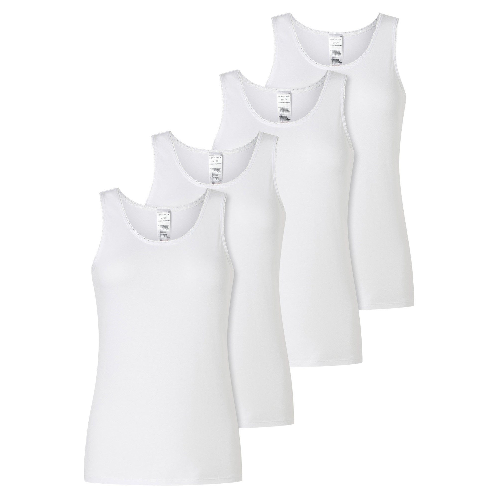 Unterhemd Damen Unterhemd 4er Pack Baumwolle
