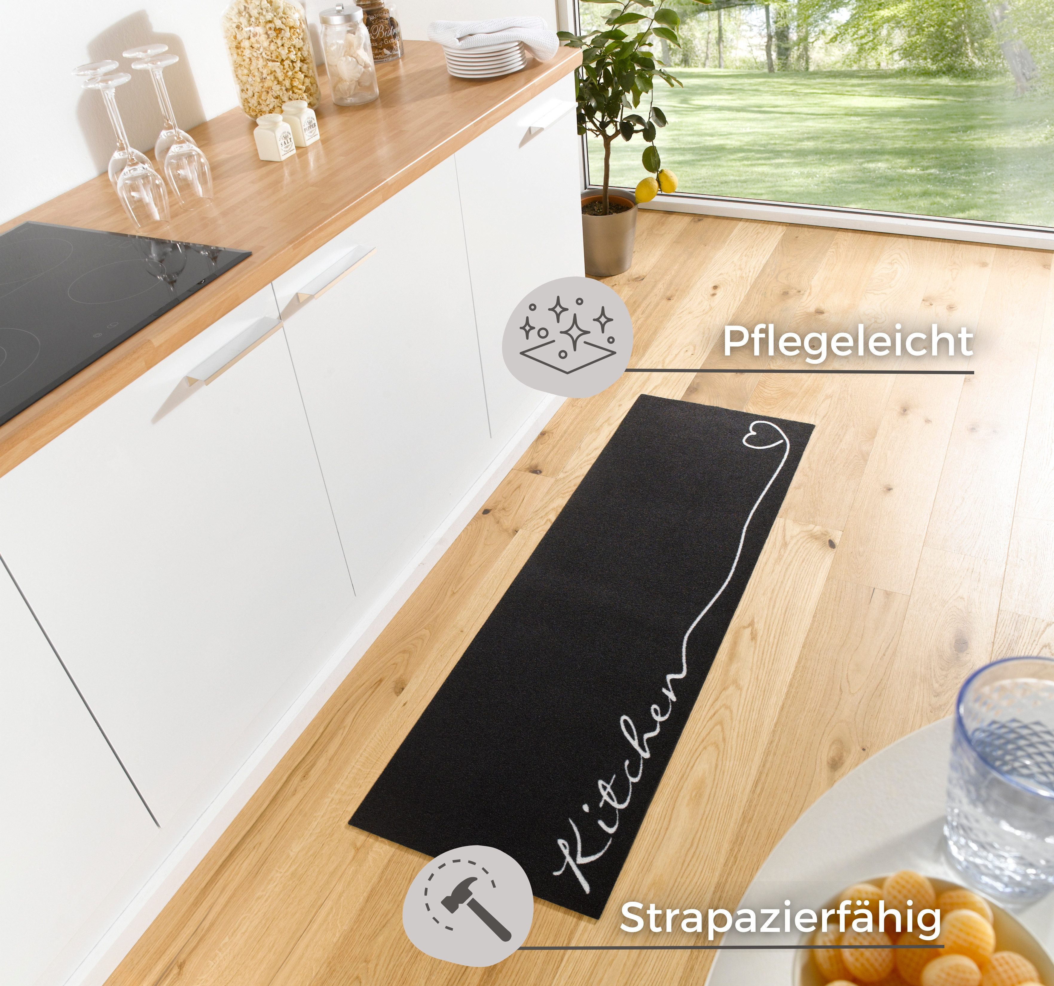 HANSE Home Küchenläufer Kitchen Herz, rechteckig, Höhe: 5 mm, Läufer, Rutschfest, Küchenteppich, Küche, Teppich, Pflegeleicht