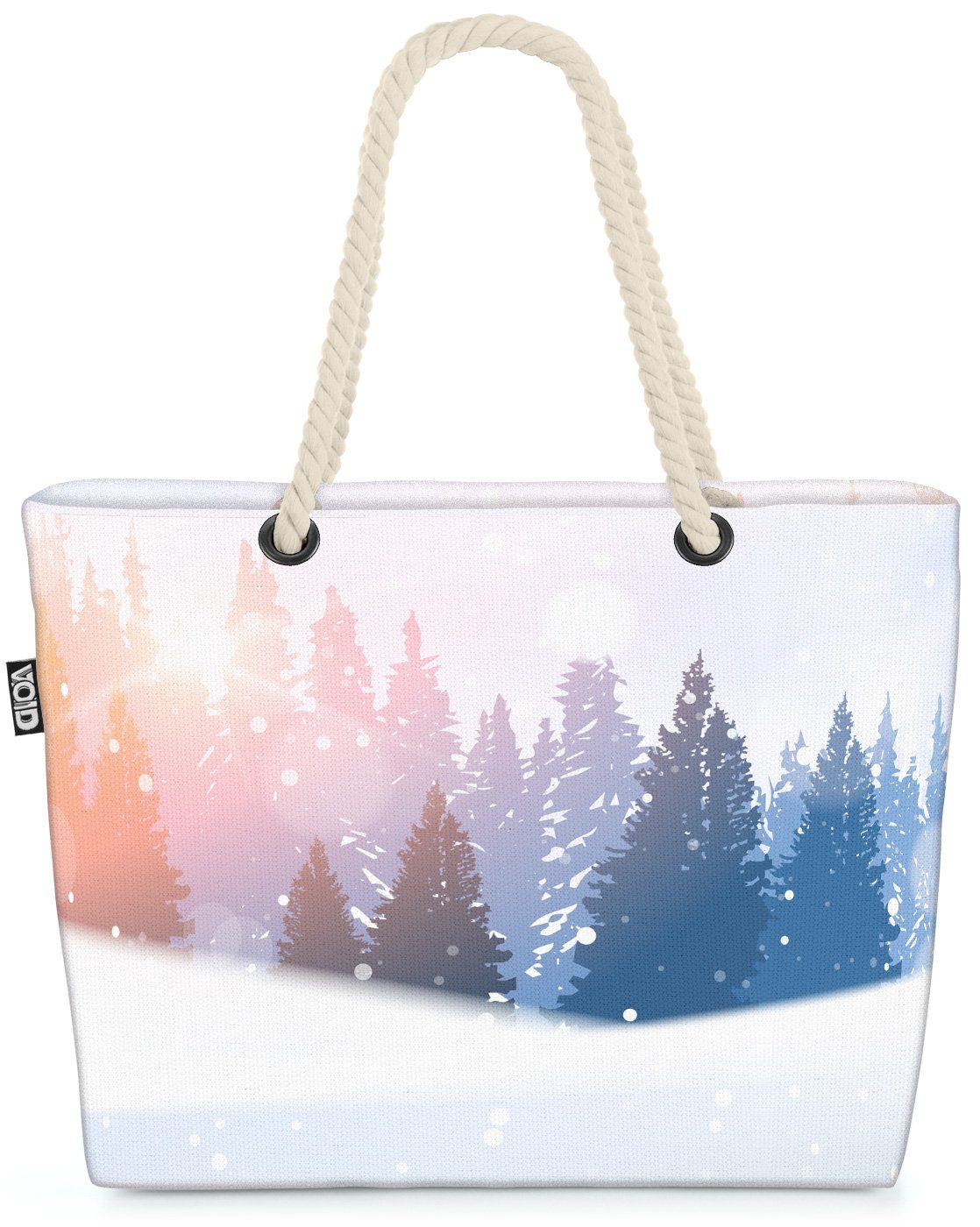 VOID Strandtasche (1-tlg), Grafik Winterwald Beach Bag Winterlandschaft Dekoration Deko Winter Weihnachten