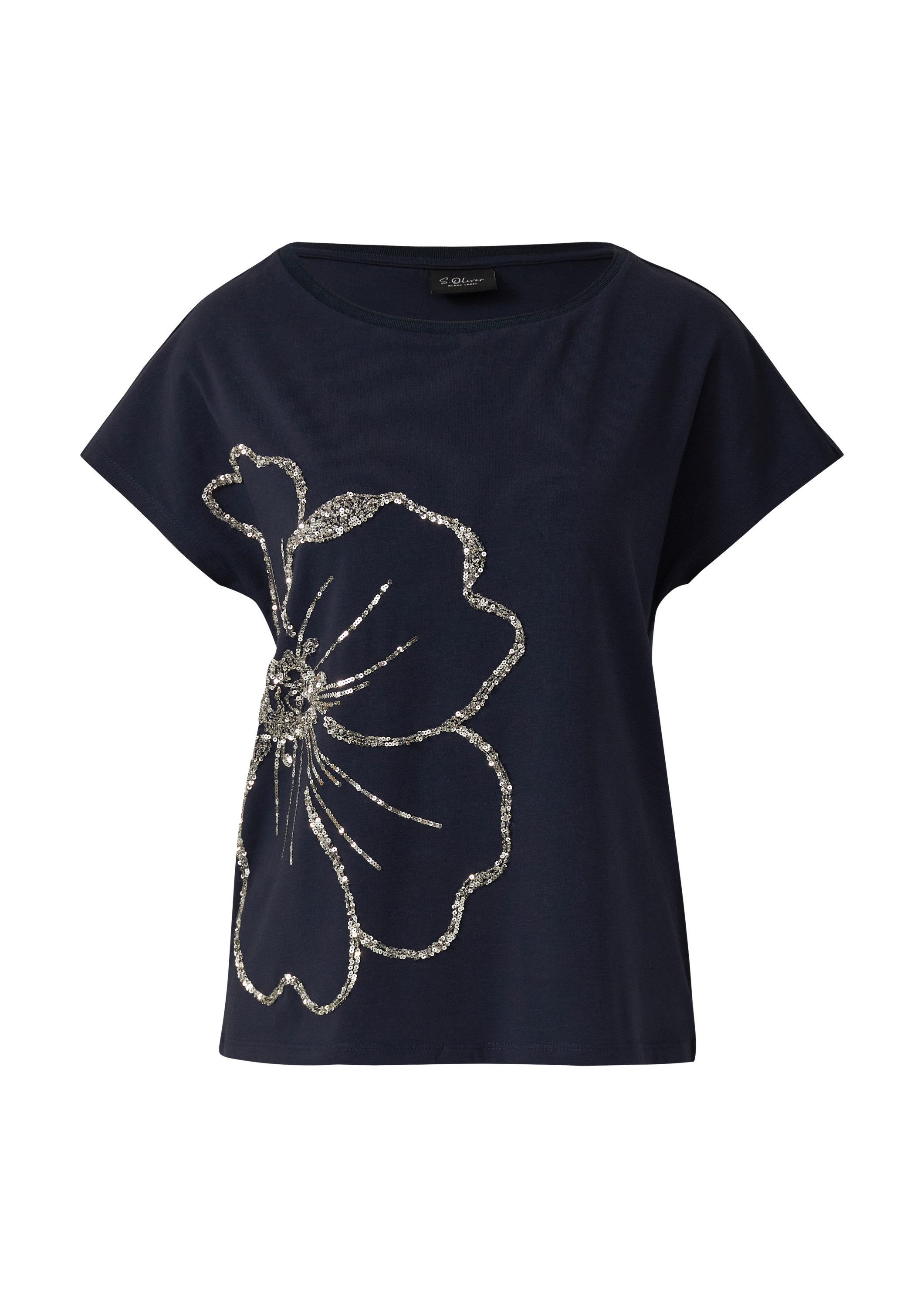 s.Oliver Kurzarmshirt T-Shirt T-Shirt im Relaxed Fit mit Pailletten-Applika günstig online kaufen