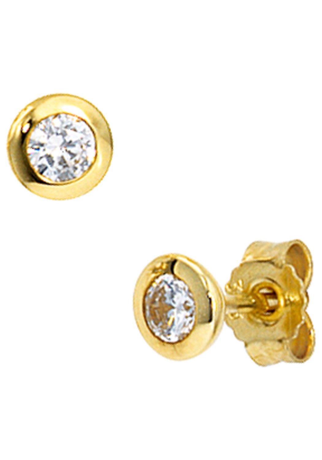 JOBO Paar Ohrstecker, rund 333 Gold mit Zirkonia