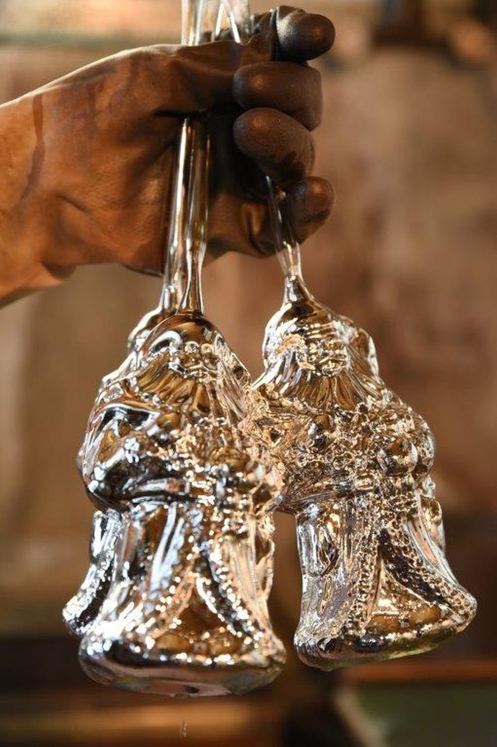 Lauscha Glasschmuck matt Christbaumschmuck im cm 11 Haberland Lauschaer Sprung Glas gold Pferd