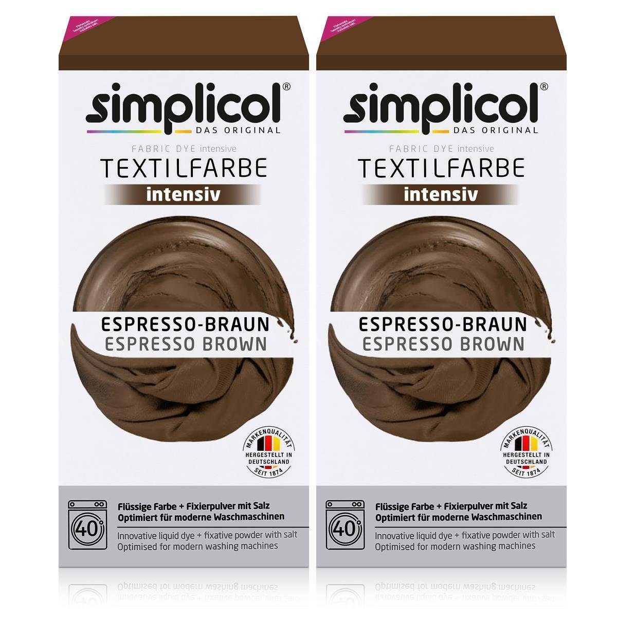 Textilfarbe Simplicol Textilfarbe intensiv Espresso-Braun - Einfaches Färben (2er