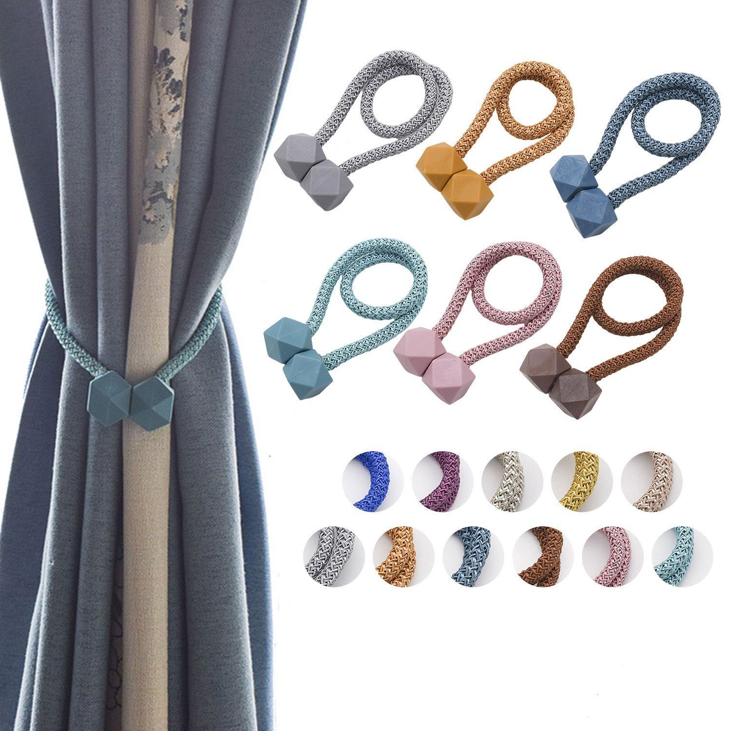 BYSURE Raffhalter, (2-tlg), Gardine-Vorhang-Magnet Twist-Seil günstig online kaufen