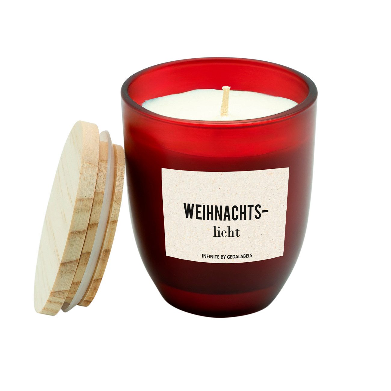Geda Labels GmbH Adventskerze Weihnachtslicht 100% Sojawachs 7x8cm (1-tlg), Rot, 7x7x8, ohne Duft
