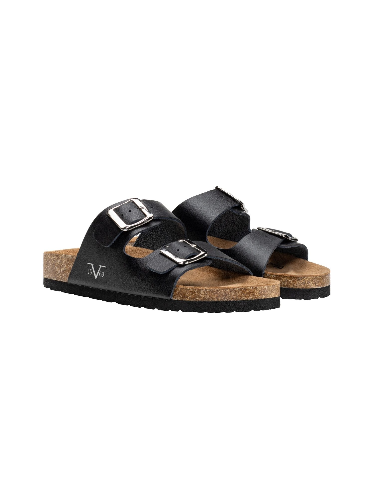 19V69 ITALIA SASSARI ACTION Sandale Damen Pantolette aus Leder mit anatomischem Kork-Lederfußbett