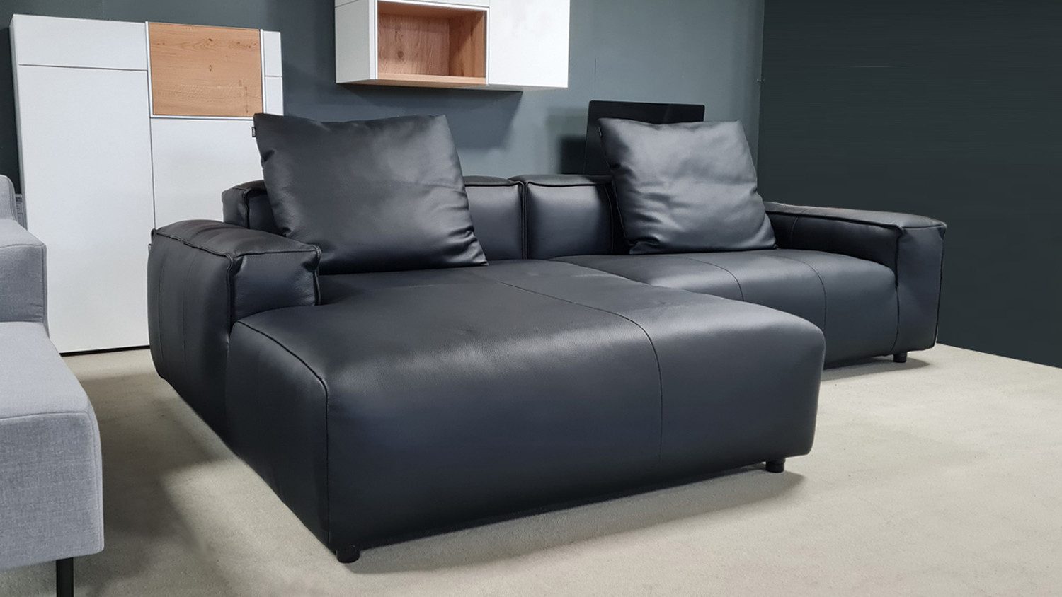 freistil ROLF BENZ Ecksofa Ecksofa freistil 175 Rolf Benz Leder schwarz Ottomane links 274 x173
