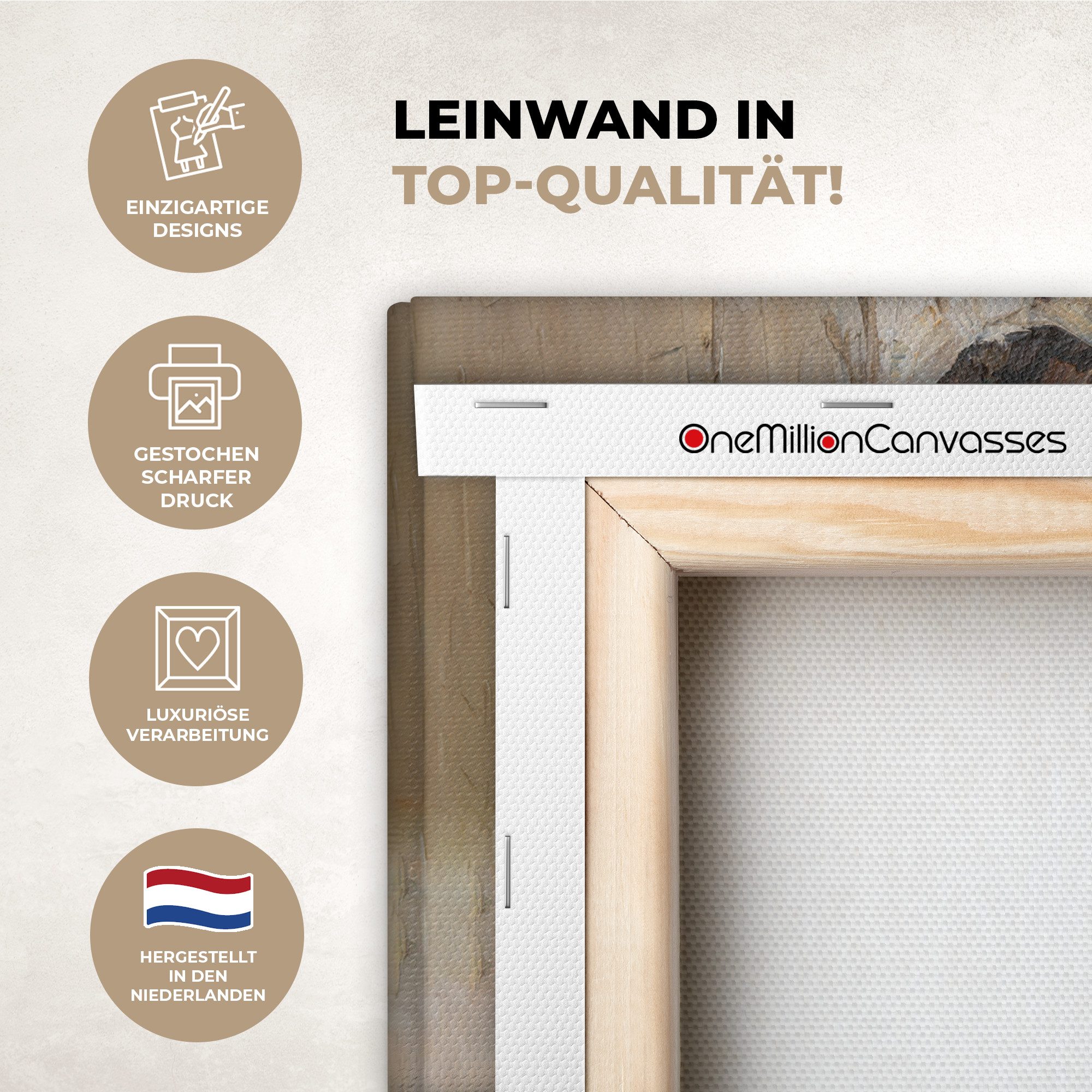 OneMillionCanvasses® Leinwandbild Kunstdrucke - Ölfarbe - Frau - Wein, Fotodruck (1 St), Leinwand Bilder Klein, Wand Dekoration Aesthetic 30x20 cm