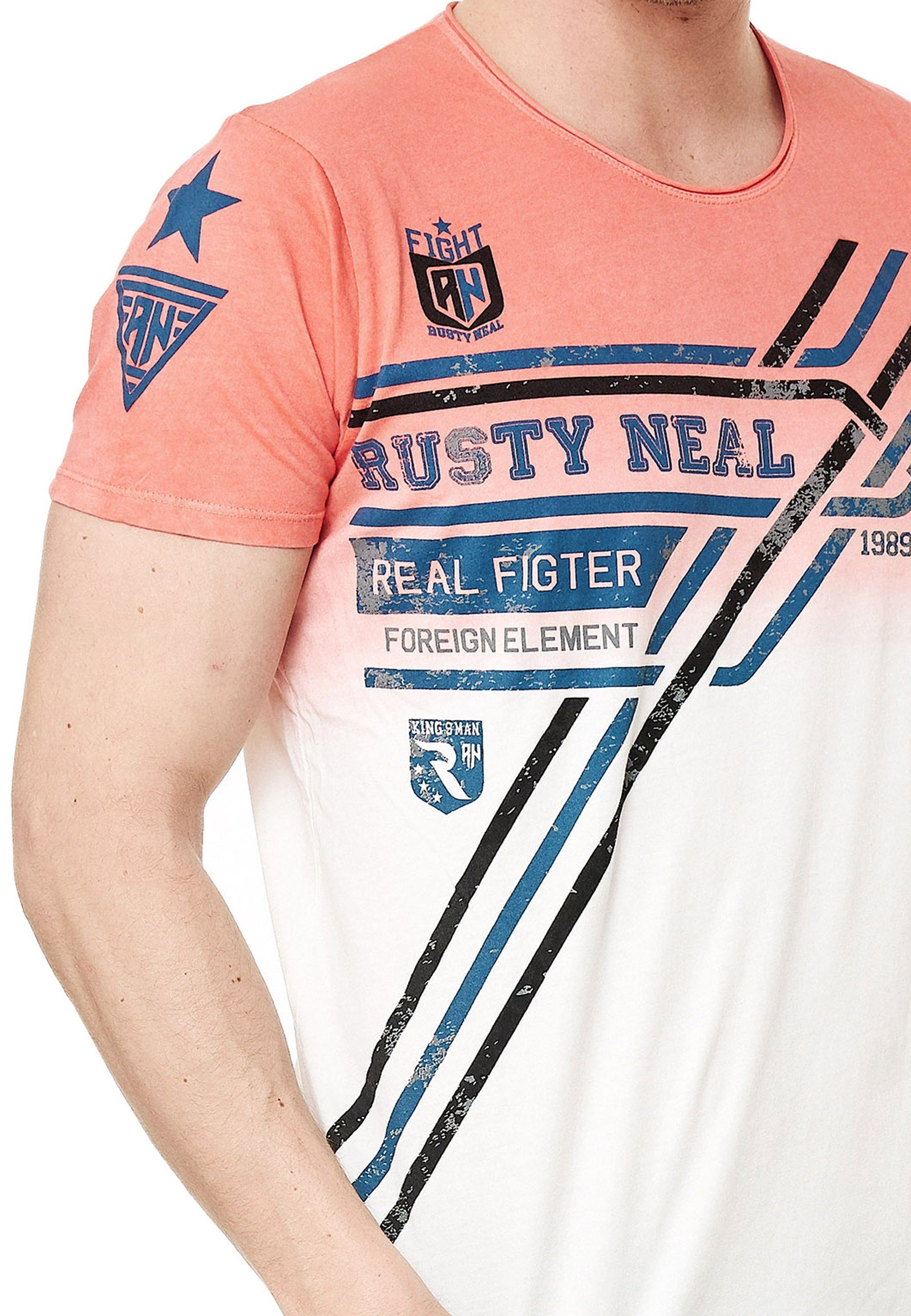 Rusty mit T-Shirt modernem Print Neal koralle