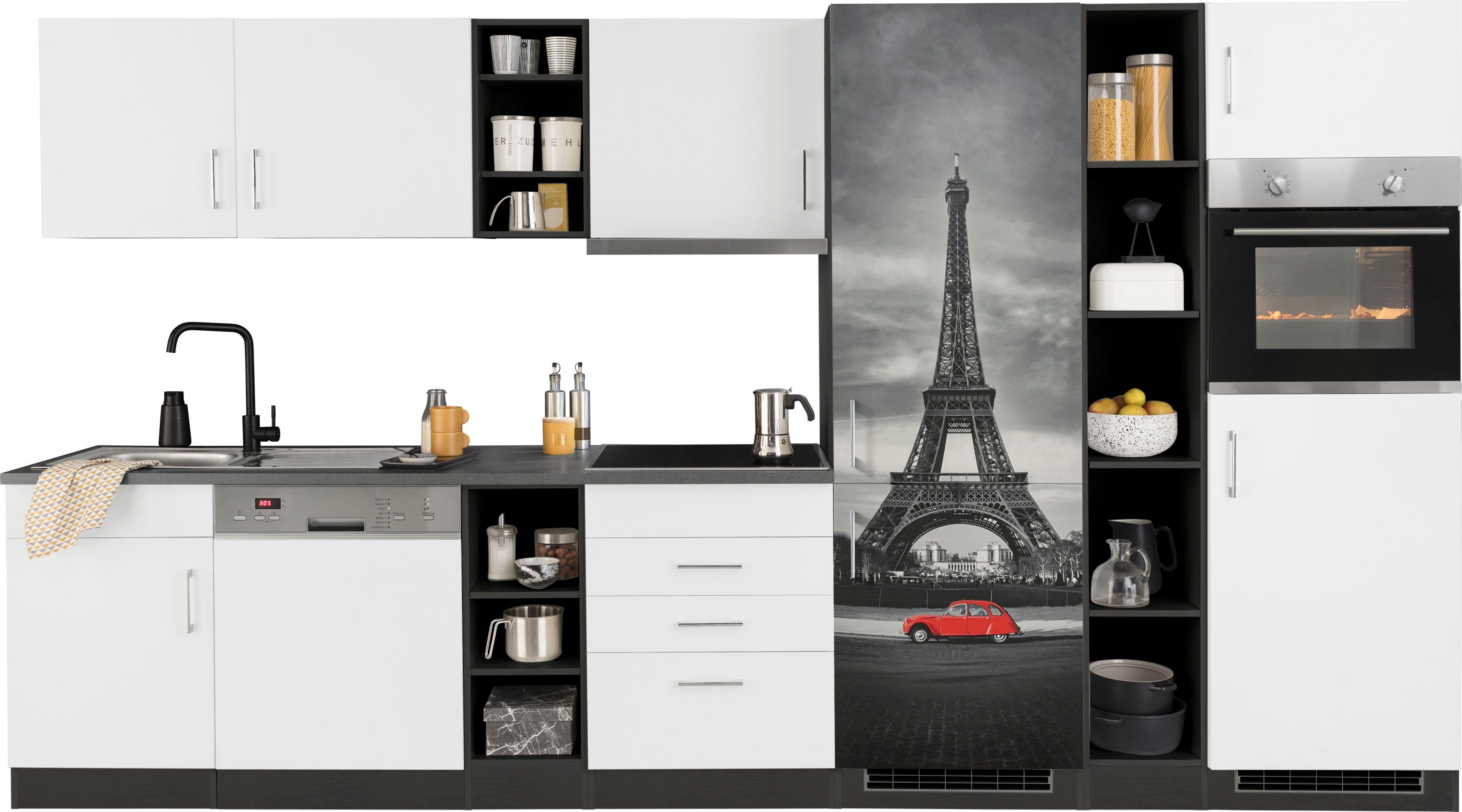 KOCHSTATION Küchenzeile "KS-Paris", mit E-Geräten, Breite 350 cm, mit große günstig online kaufen