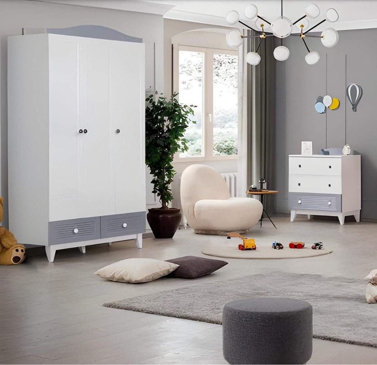 Xlmoebel Kleiderschrank Buntes Kinderzimmermöbel-Set mit geräumigem Schrank und Kommode (2-St., 2tlg.Kinderzimmer Set(Kleiderschrank+Kommode) Hergestellt in Europa
